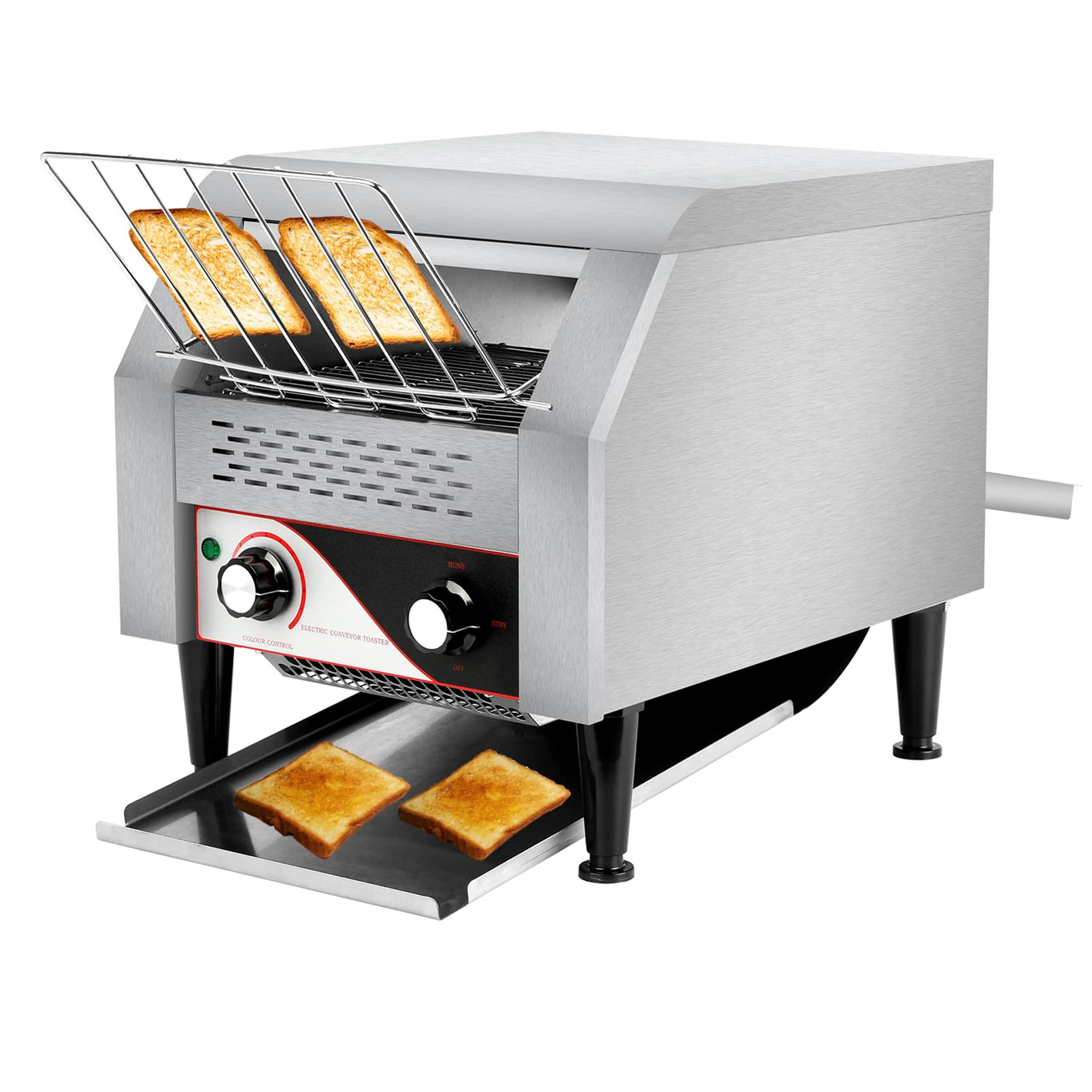 Commercial Conveyor Toaster, 300 Slices/H Electric Stainless Steel Toaster 2.2KW Countertop Toaster Heavy Duty 100% 304 Foodgrade Silver Bread Toaster for Home Restaurants Bakery Use