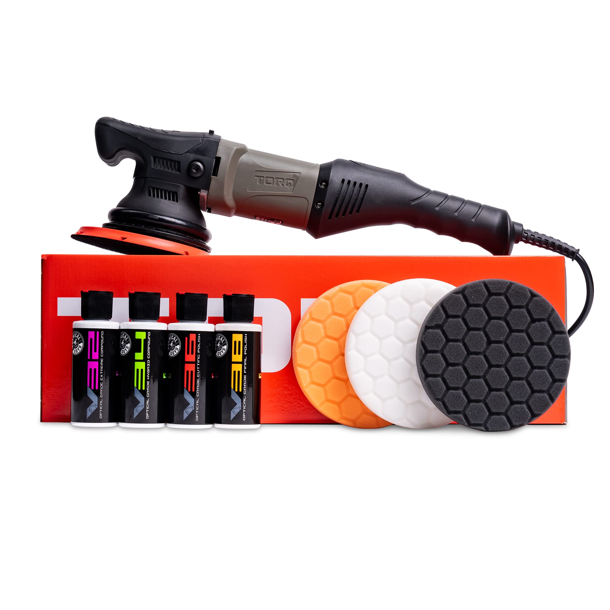 Chemical Guys BUF502X - TORQ22D Random Orbital Polisher, Pads, Polishes & Compounds Kit (Safe for Cars, Trucks, SUVs, & More) - 8 Items