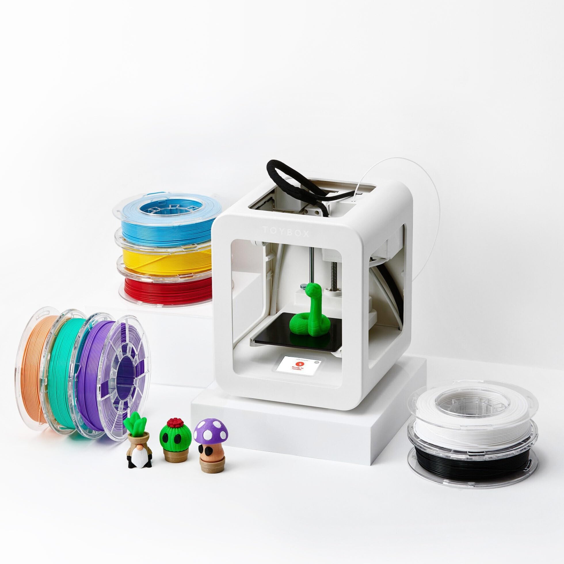 Toybox 3D Printer for Kids, No Software Needed (Includes: 3D Printer, 8 Preselected Printer Food Rolls, Free 500+ Toy Digital Catalog, Removable Bed), Deluxe Pack (Alpha Two)
