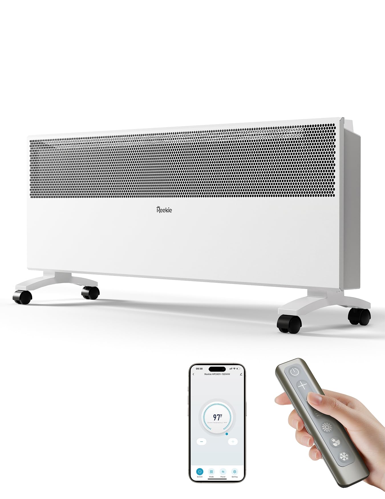 Reekie Convection Panel Space Heater for Indoor Use, 1500W Electric Mica Infrared Heater with Smart Thermostat, Wifi App Remote Control, Portable Standing Wall Mount Heater for Bedroom Work with Alexa