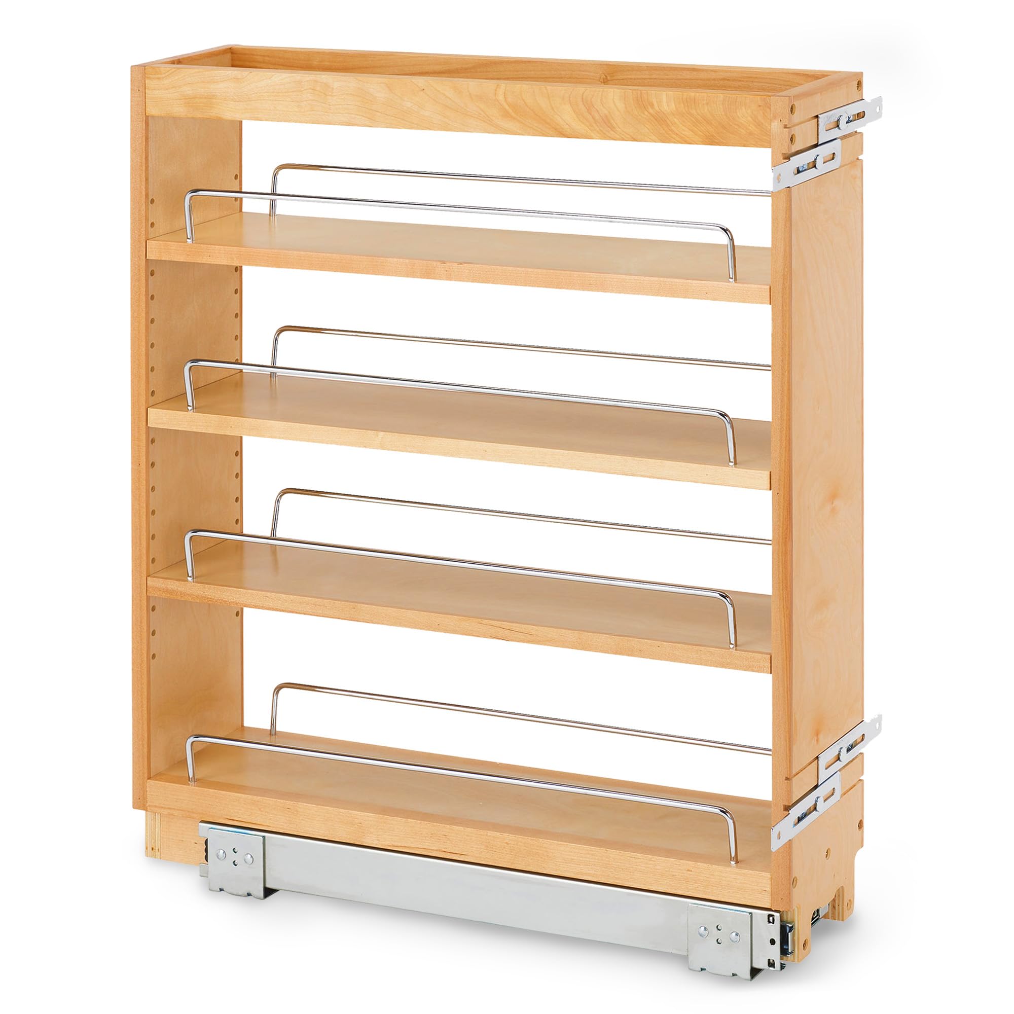 Rev-A-Shelf 5" Pullout Kitchen Cabinet Storage Organizer Slide Out Pantry Spice Rack with Adjustable Shelves for 5.5" W Cabinet Opening, 448-BC-5C