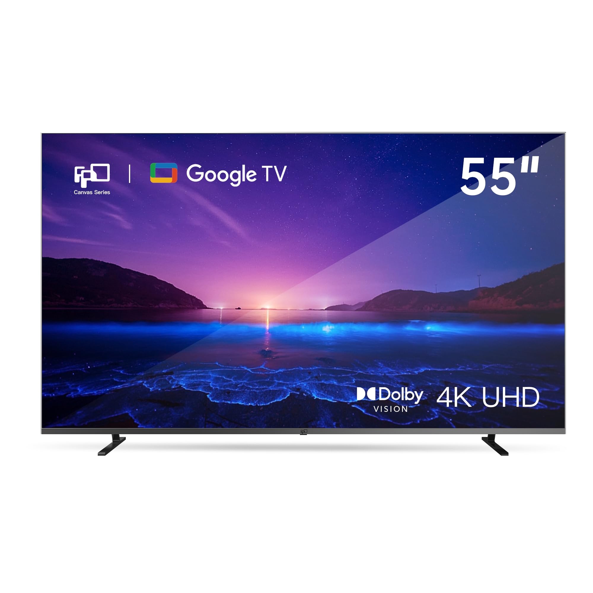 FPD 55-inch Smart TV Google TV 4K UHD with Google Play and Google Cast Built-in, HDR 10, Dolby Vision Dolby Atmos, MEMC, Voice Remote, Stream Live TV(Canvas-Series, CG55-C1, 2024 Model)