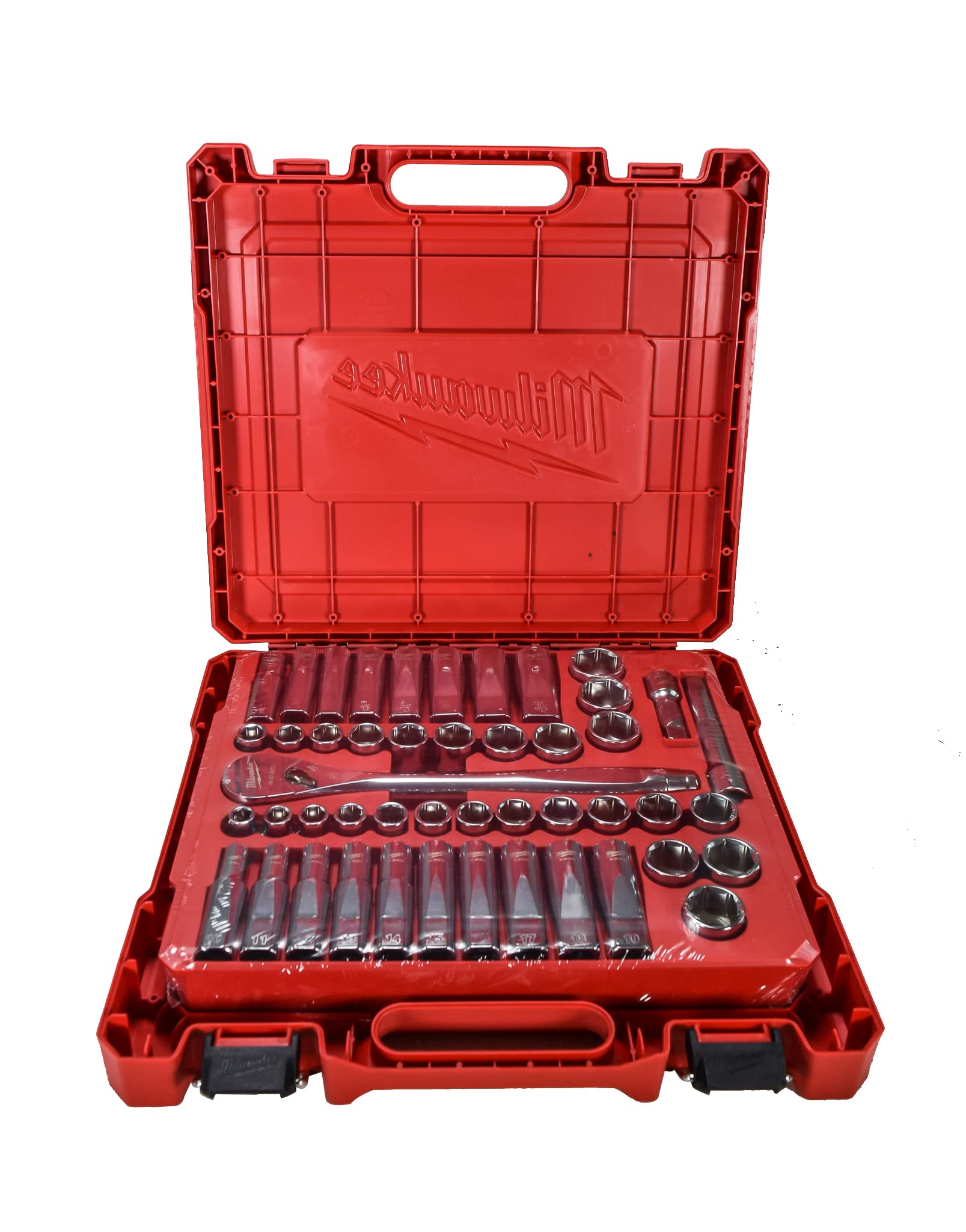 Milwaukee 48-22-9010 47-Piece 1/2 in. Drive Metric and SAE Ratchet and Socket Set with FOUR FLAT Sides
