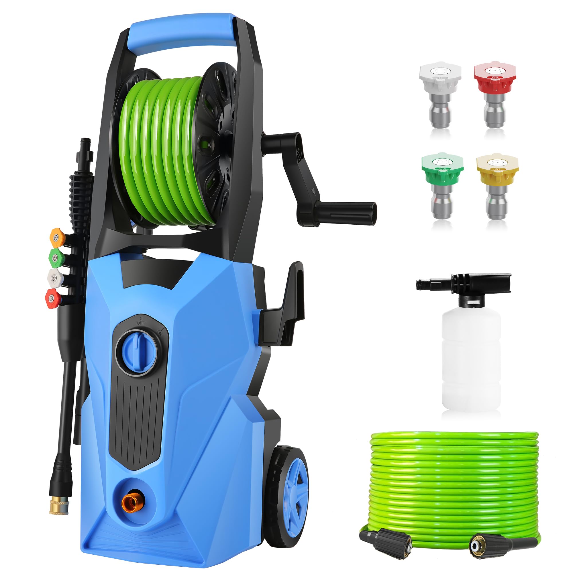 Commowner Electric Pressure Washer 4800 PSI 2.8 GPM Power Washers Electric Powered with 33ft Pressure Hose M22-14mm, 4 Nozzle and Foam Cannon, powerwashers for home, Cars, Fences, Patio, Upgraded Blue