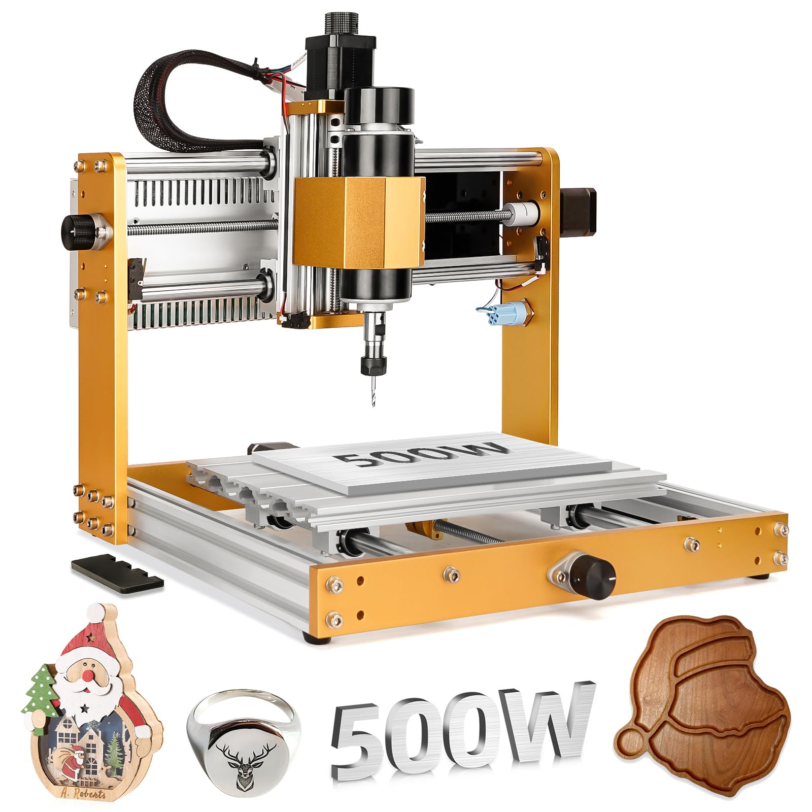LUNYEE 3018 PRO MAX CNC Machine 500W All-Metal CNC Router Machine 3 Axis Limit Switches & Emergency-Stop with GRBL Offline Control for Cutting Wood Acrylic MDF Plastic, Working Area: 300 x 180 x 80mm