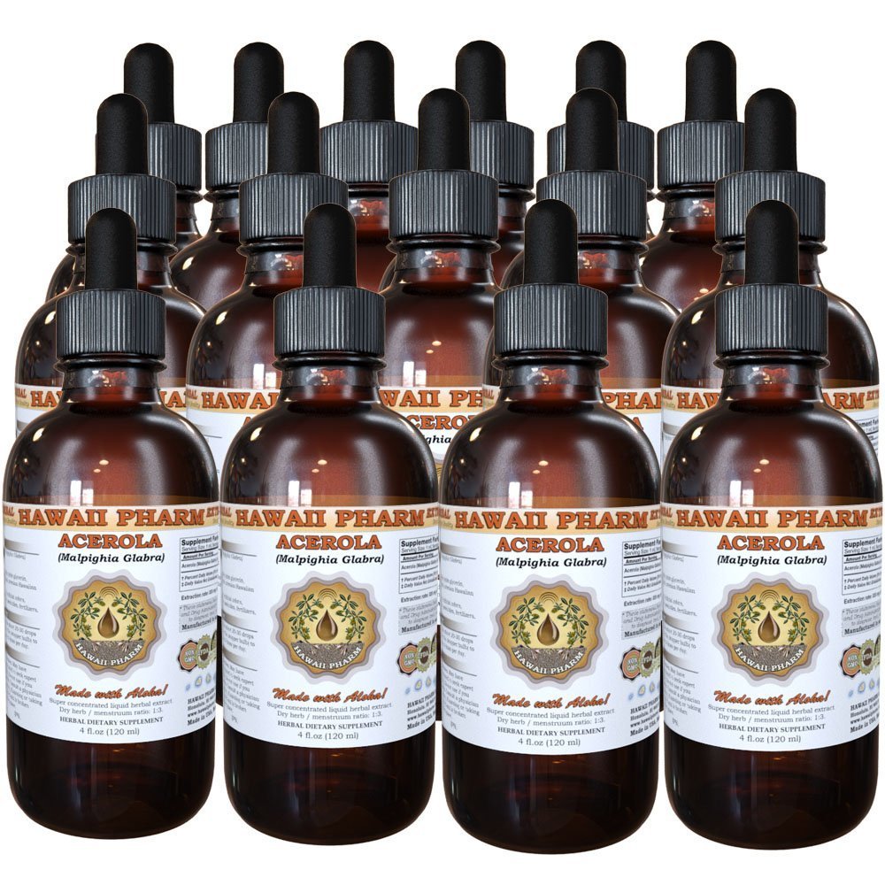 Acerola Liquid Extract, Organic Acerola (Malpighia Glabra) Dried Berry Powder Tincture Herbal Supplement 15x4 oz