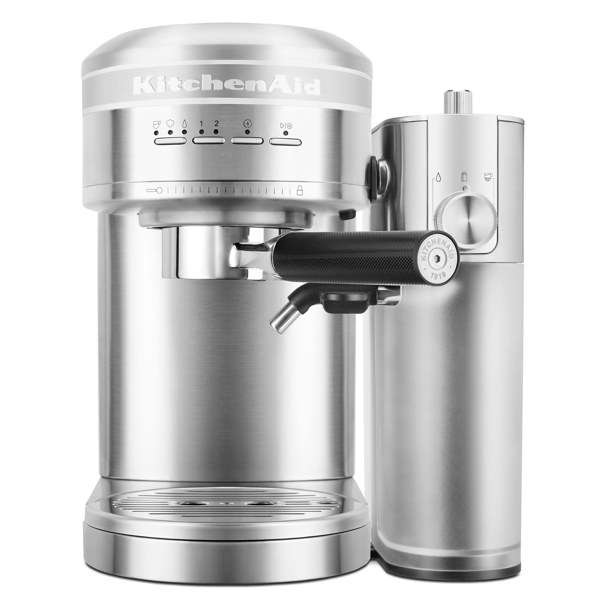 KitchenAid Metal Semi-Automatic Espresso Machine and Automatic Milk Frother Attachment Bundle - KES6504