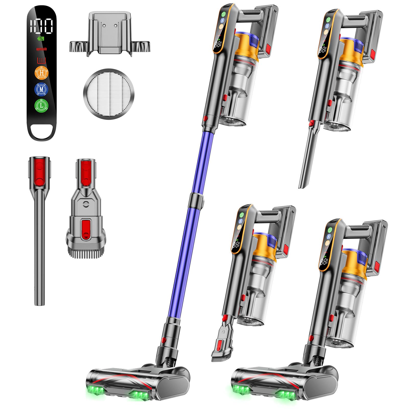 DIFFULL Cordless Vacuum Cleaner, 550W 45KPA 60 Mins, Stick Vacuum with Wall Mount Charging, Anti-tangle Wireless Vacuum, Rechargeable for Pet Hair/Carpet/Hard Floor