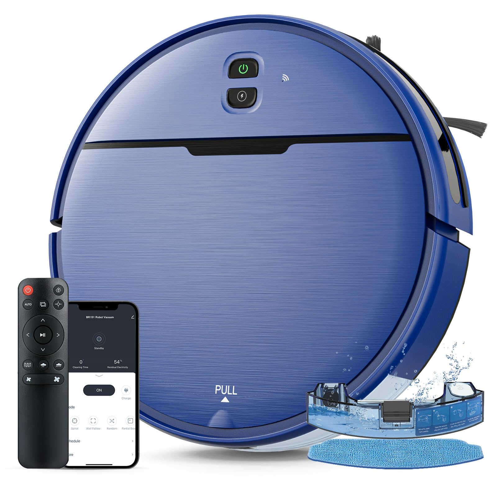 Robot Vacuum and Mop Combo, 2-in-1 Robot Vacuum Cleaner with Strong Suction, Compatible with APP/Home Integration, Schedule, Long battery life, Tangle-free, Ideal for Pet hair and Low Pile carpets