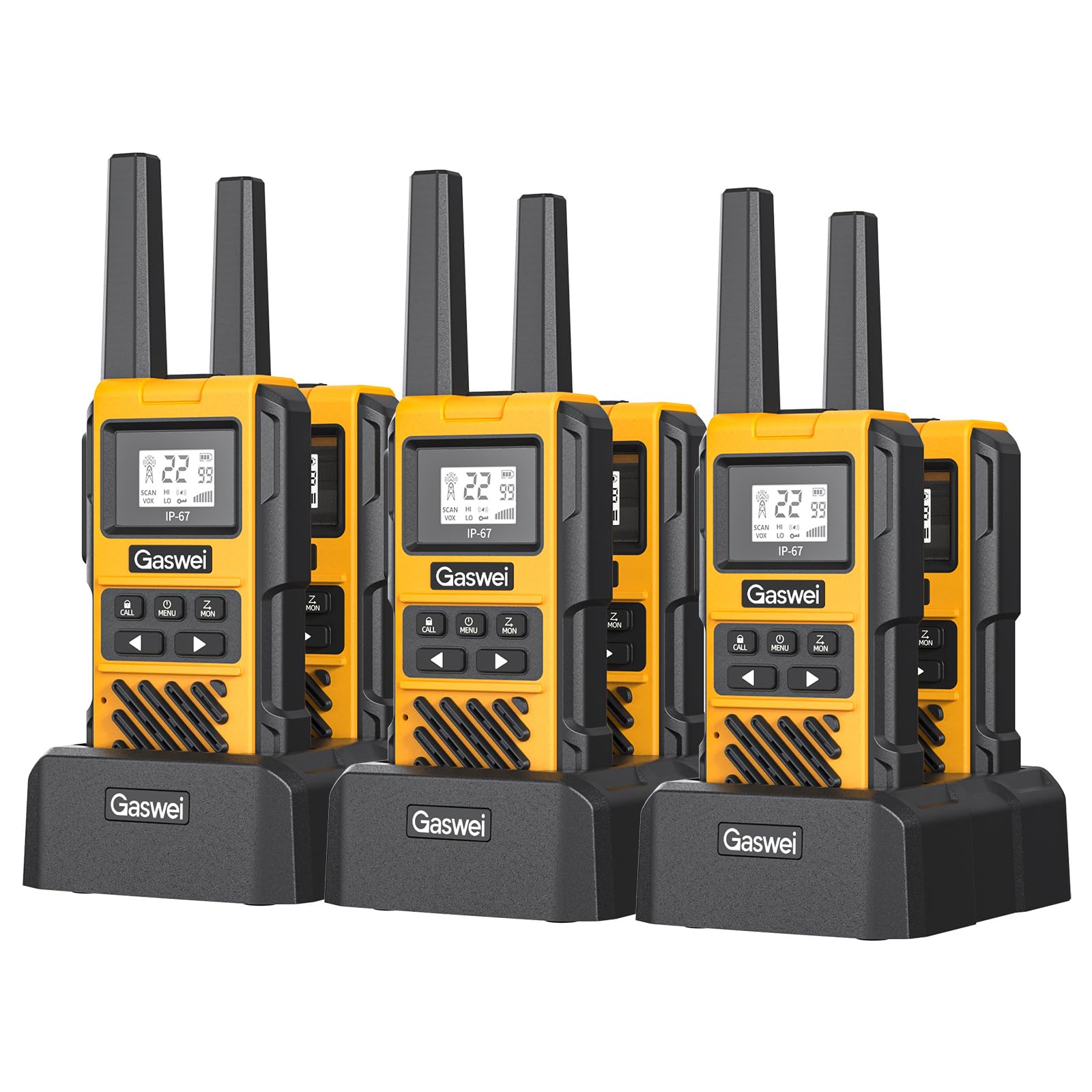 Gaswei G1pro Profressional Walkie Talkies for Adults, Rechargeable Two Way Radios Long Range, 2 Way Emergency Radio, Waterproof, Shock Resistant (6 Pack)