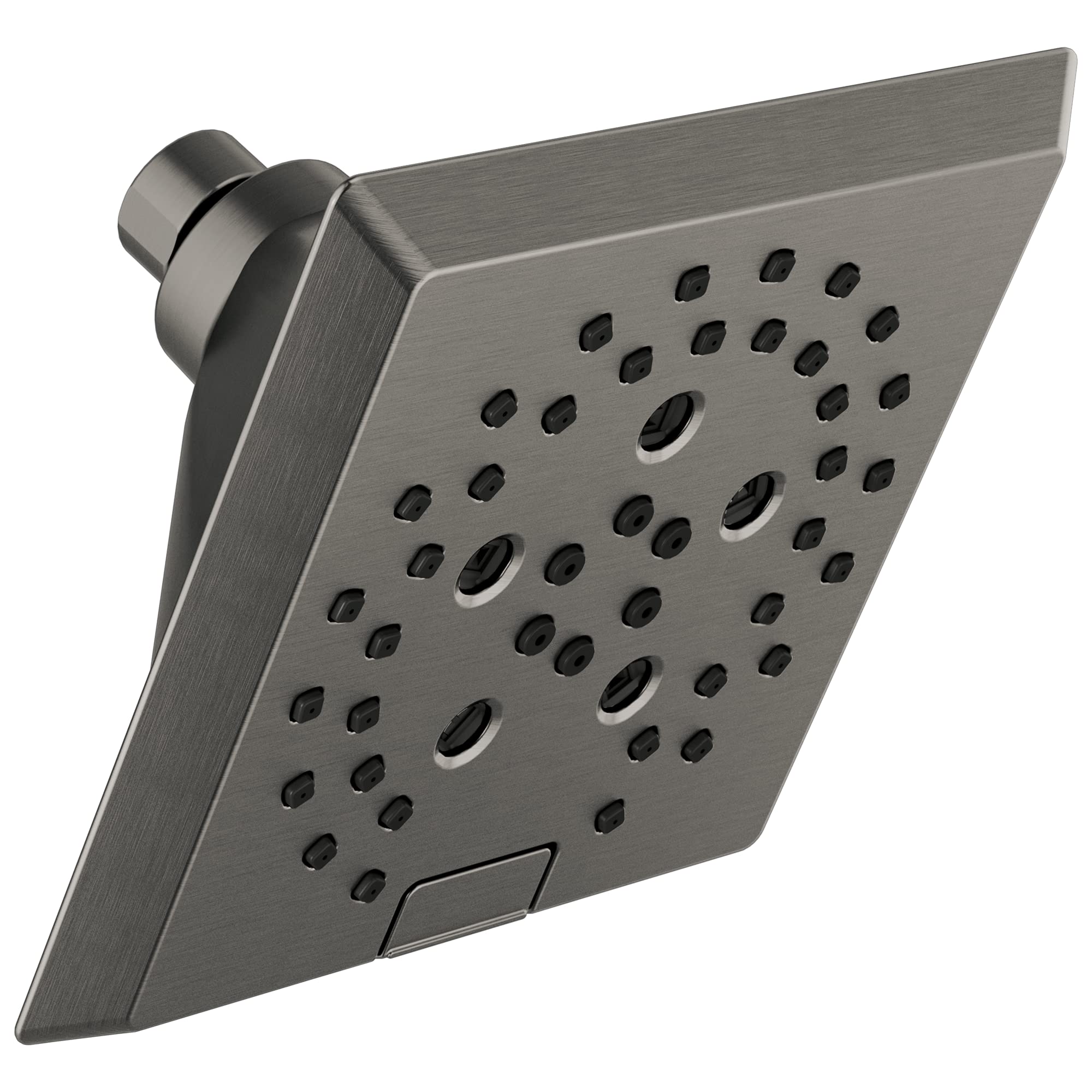 Delta Faucet 5-Spray H2Okinetic Raincan Shower Head, Black, Square, Water Saving, Lumicoat Stainless, 52664-KS-PR