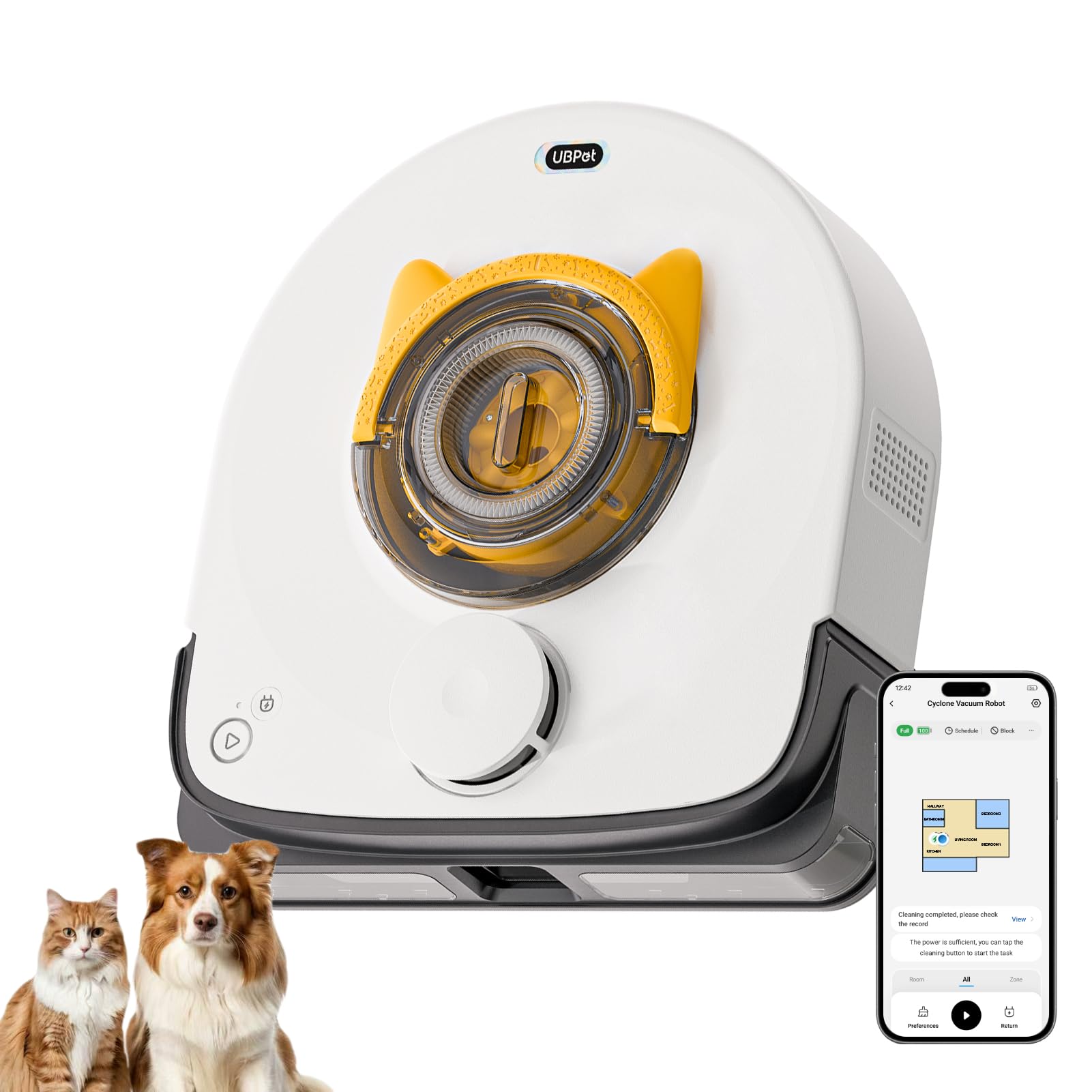 UBPET Robot Vacuum for Pet Hair, Automatic Robot Vacuum Cleaner Self Cleaning Brushroll, Robotic Vacuum Ideal for Carpet, 22,000 Pa Square
