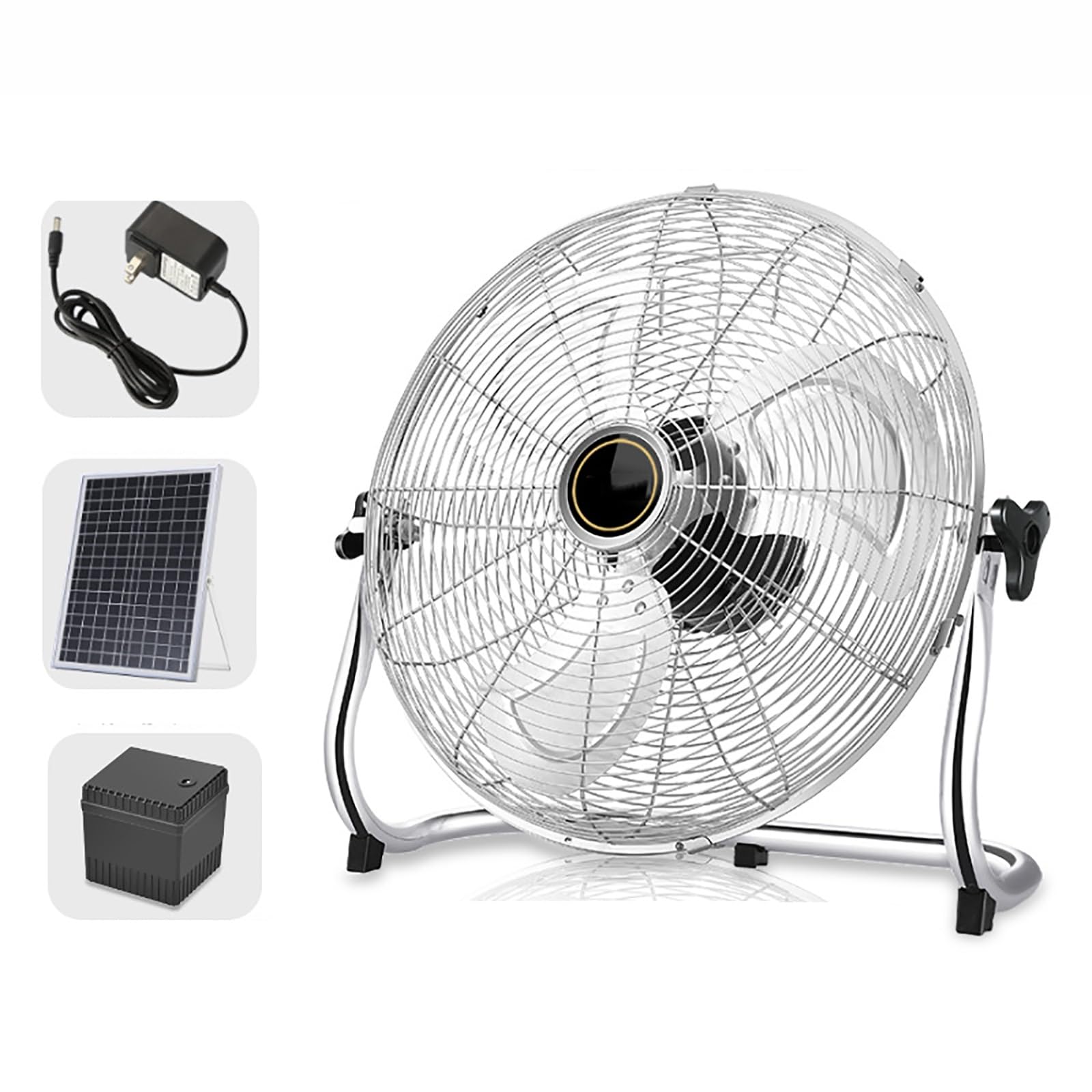 HSPLXYT 12" Portable Solar Rechargeable Floor Fan, 8000mAH battery capacity Solar Panel Powered Battery Operated Fan Portable Fan Table Fan for Fishing, Camping, Bedroom, Workplace (Color : White)