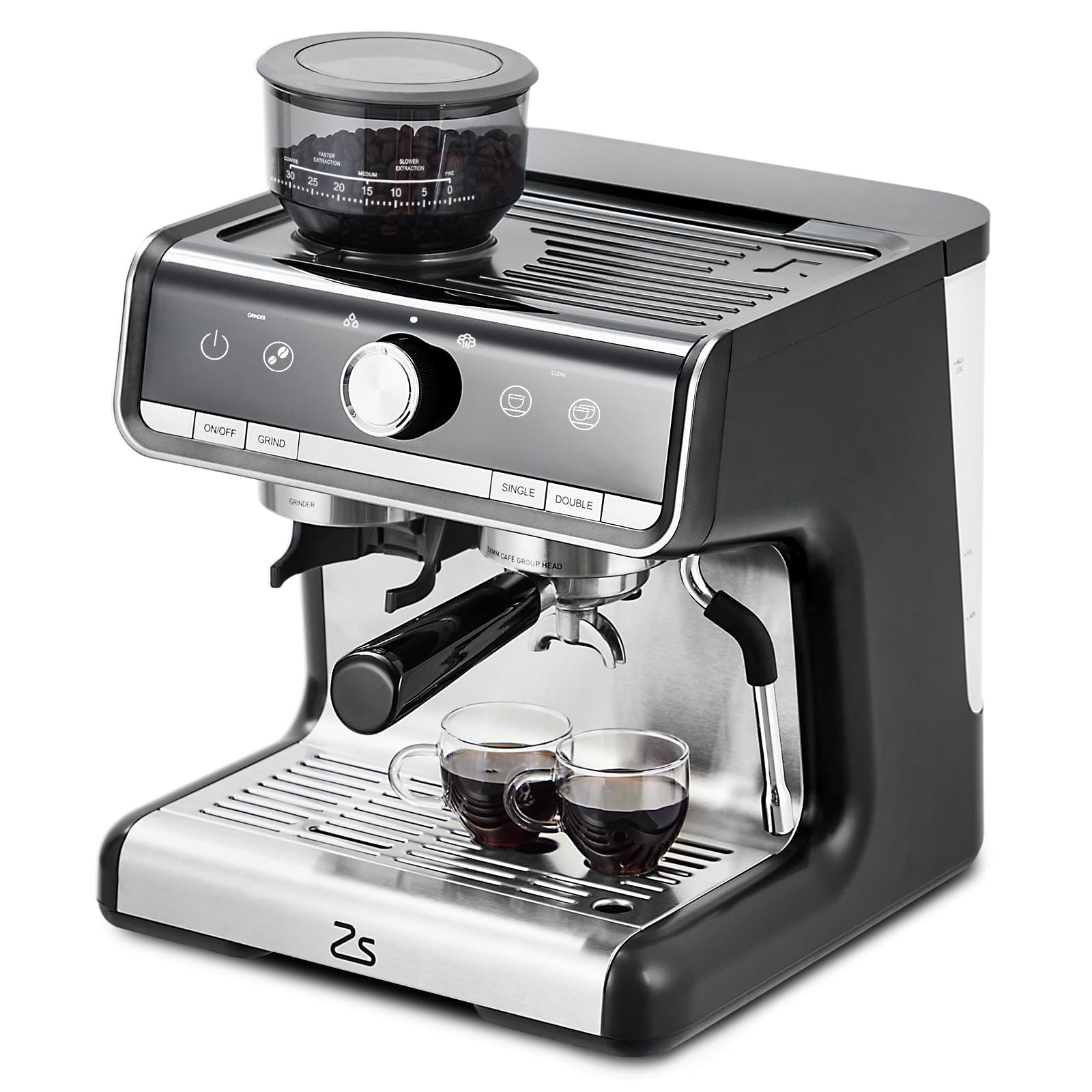 CuisinAid Espresso Machine, 20 Bar Coffee Maker with Milk Frother Steam Wand, Semi-Automatic Coffee Machine for Cappuccino, Latte, Fast Heating, Stainless Steel