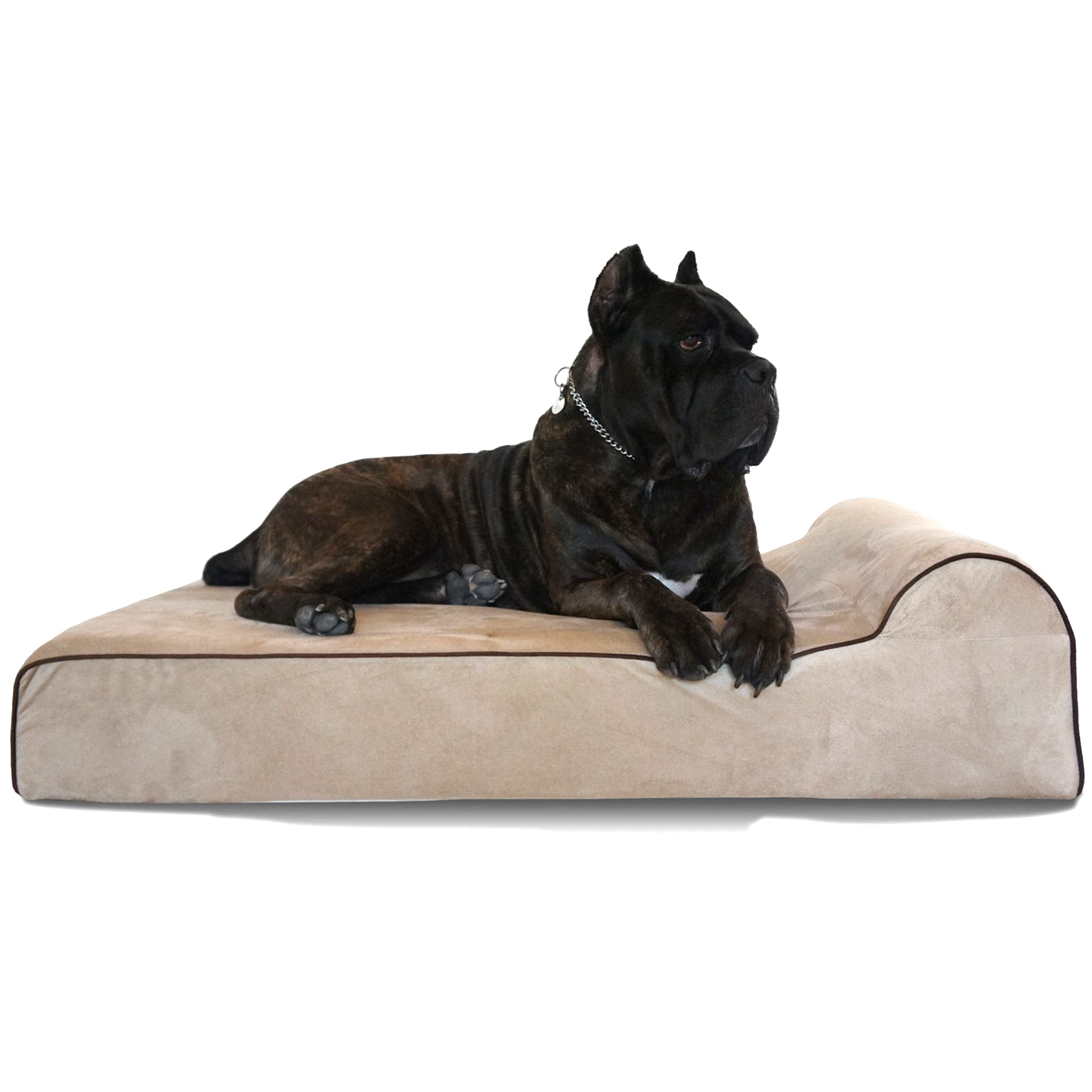 Bully beds Orthopedic Memory Foam Dog Bed - for Aging, Elderly and Arthritic Dogs with Joint and Muscular Problems - Waterproof Dog Beds for Large Dogs - Large, 48 x 30 x 7 Inches - Tan
