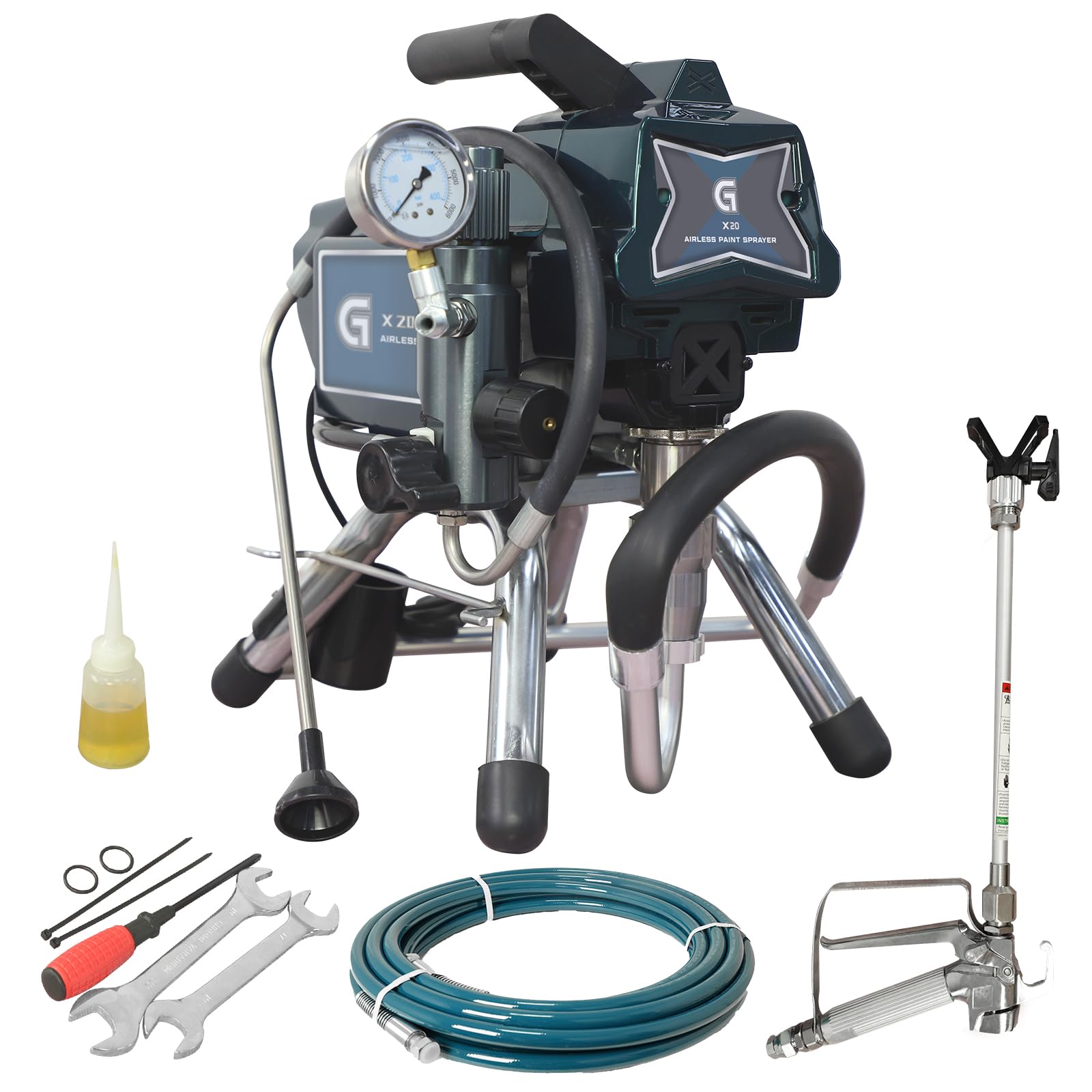 GarveeTech X20 Airless Paint Sprayer, 0.53GPM Stand Paint Sprayer, 3300 PSI 1125 W High Efficiency Paint Sprayer Machine with 19.7" Extension Pole for House Fence Painting DIY Furniture