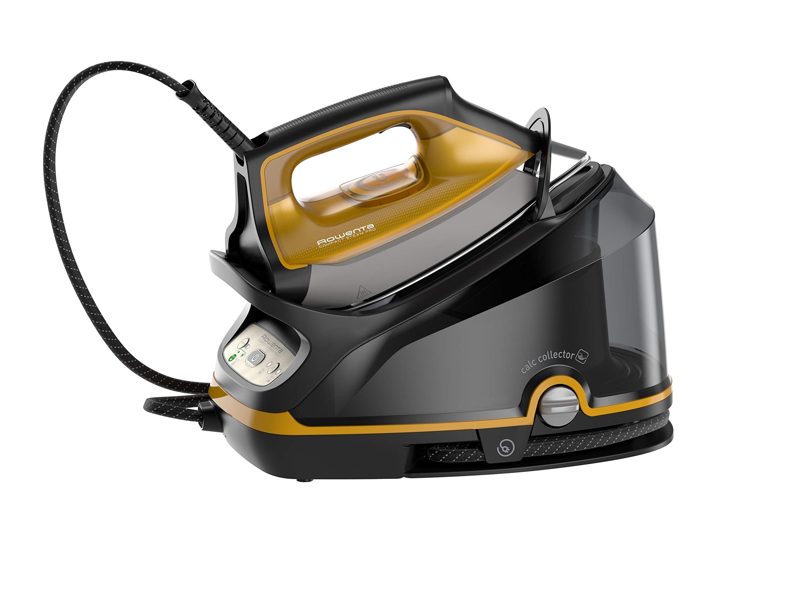 Rowenta Compact Steam Pro DG7644 Steam Iron Station, 2200, 1100 ml, Black/Yellow