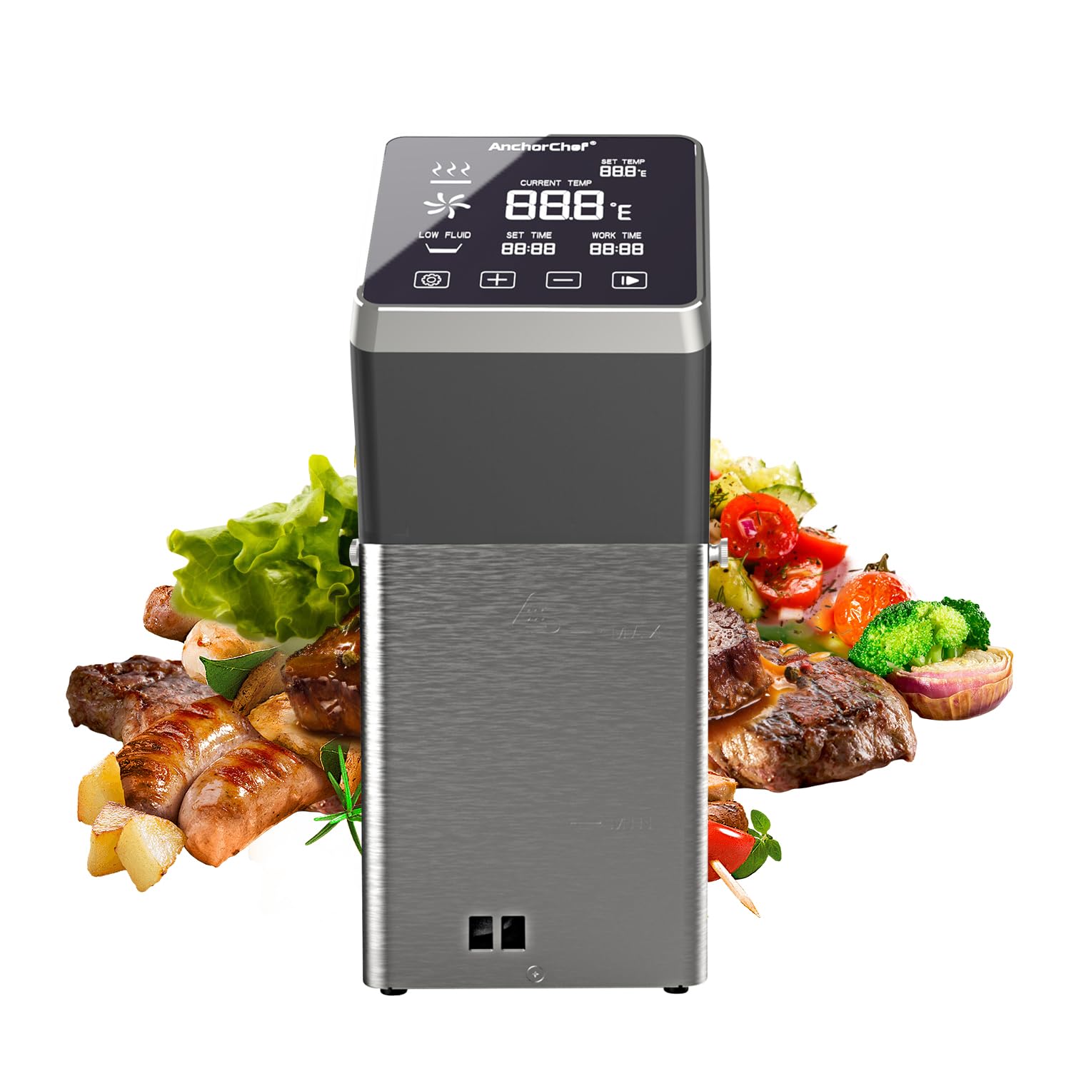 AnchorChef Immersion Circulator, Commercial Restaurant Sous Vide Machine，Large capacity sous vide, Fast-Heating，Sous vide cooker 1400W，With large Touchscreen Accurate Temperature Timer (110V)