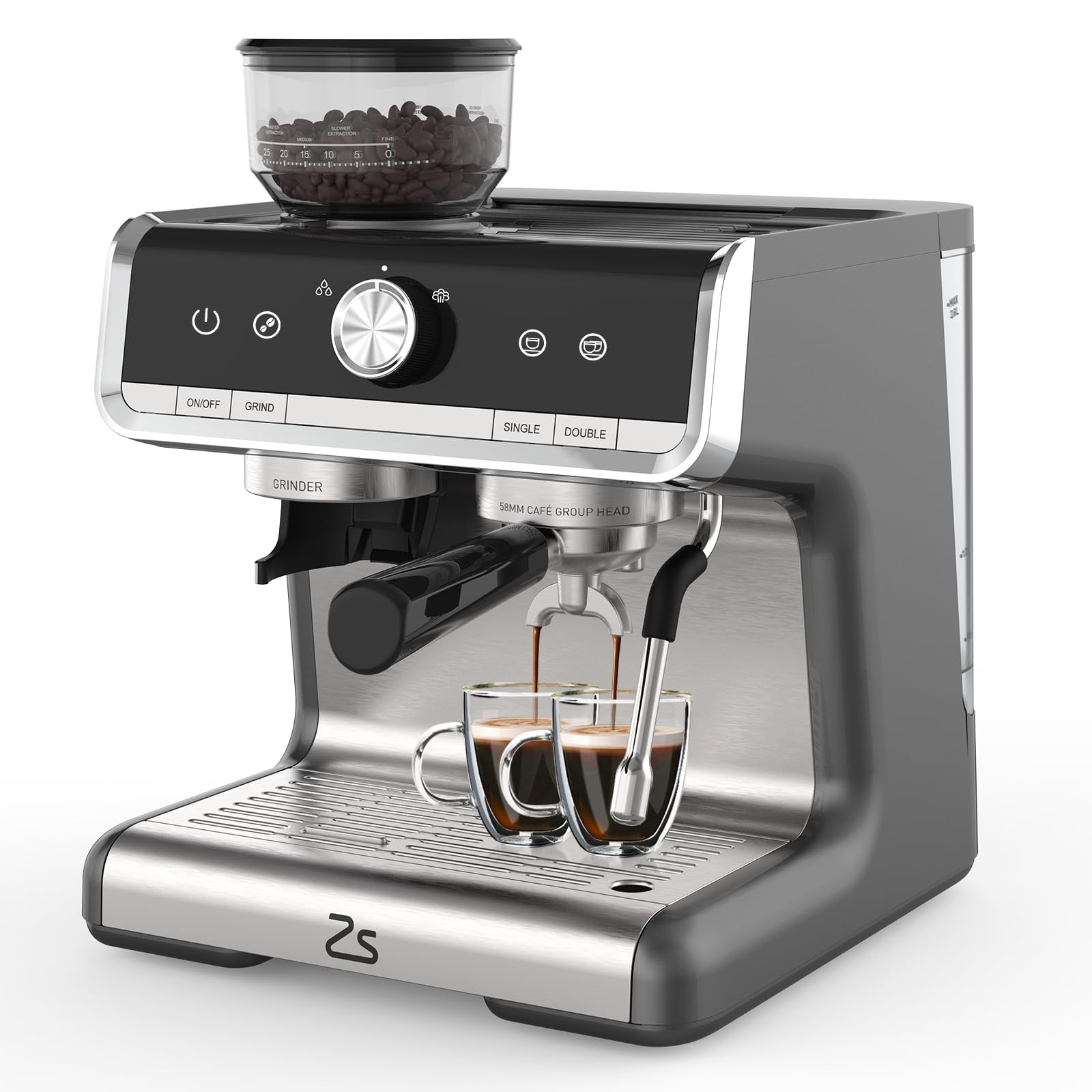 Zstar 20 Bar Espresso Machine For Home Barista, Coffee Espresso Machine for Cappuccino, Latte, Automatic Espresso Maker with Milk Frother Steam Wand, PID Temp Control, 95OZ Water Tank, 1450W