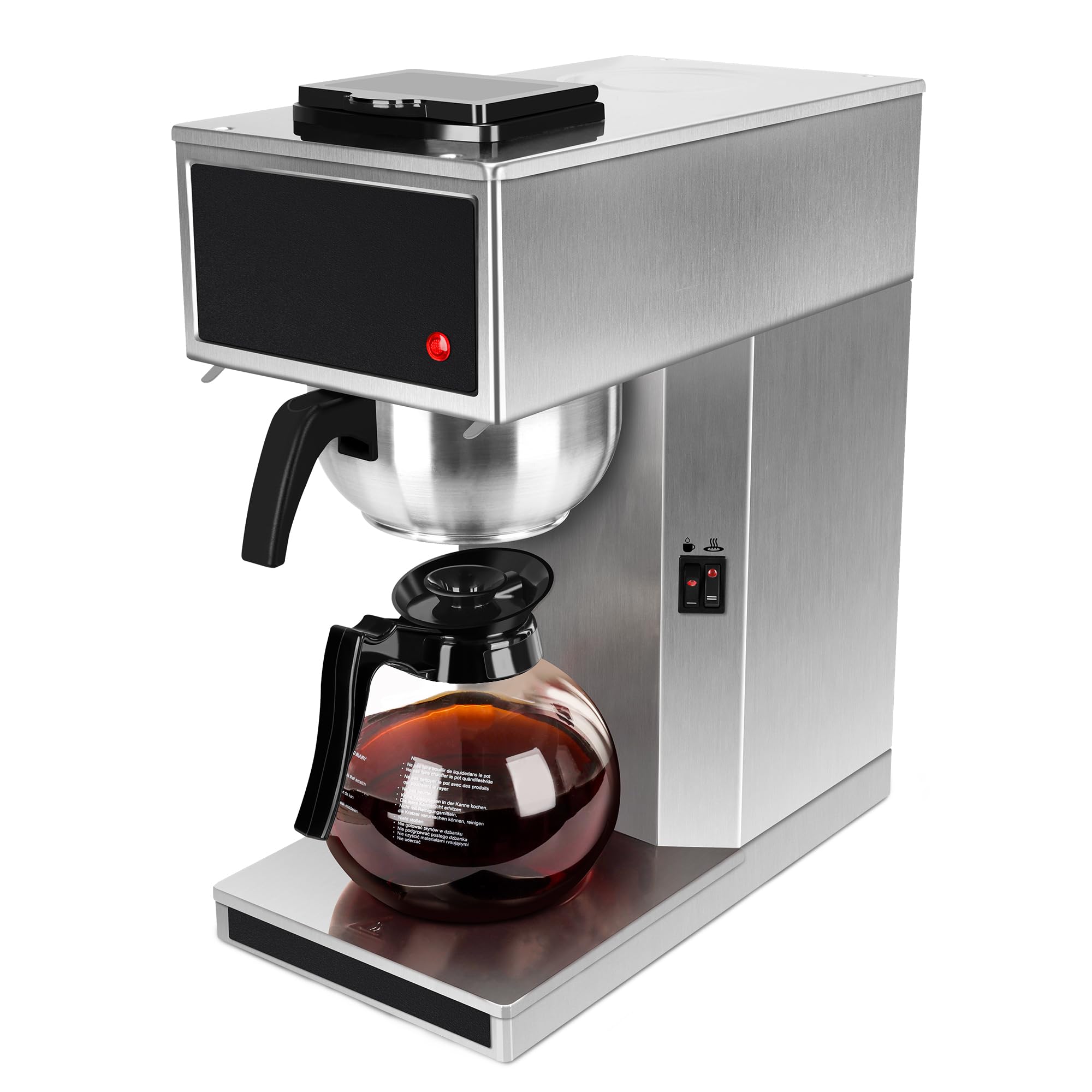 YUANHAO 12-Cup Pourover Commercial Coffee Maker Brewer with Glass Carafe and Warmers- 120V
