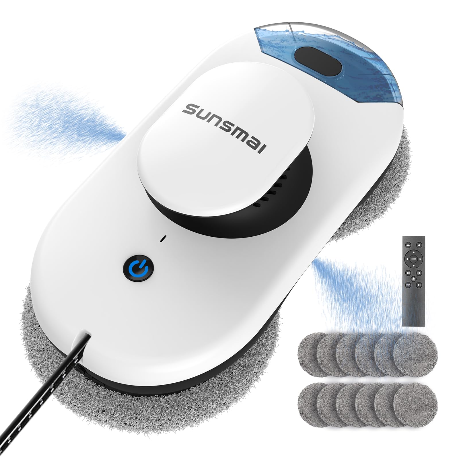 SUNSMAI Window Cleaning Robot with Dual Water Spray, 2800Pa Upgrade Anti-clogging, Intelligent Edge Detection 3.0 Path Planning, Remote Control Window Cleaner Robot for All Smooth Surfaces