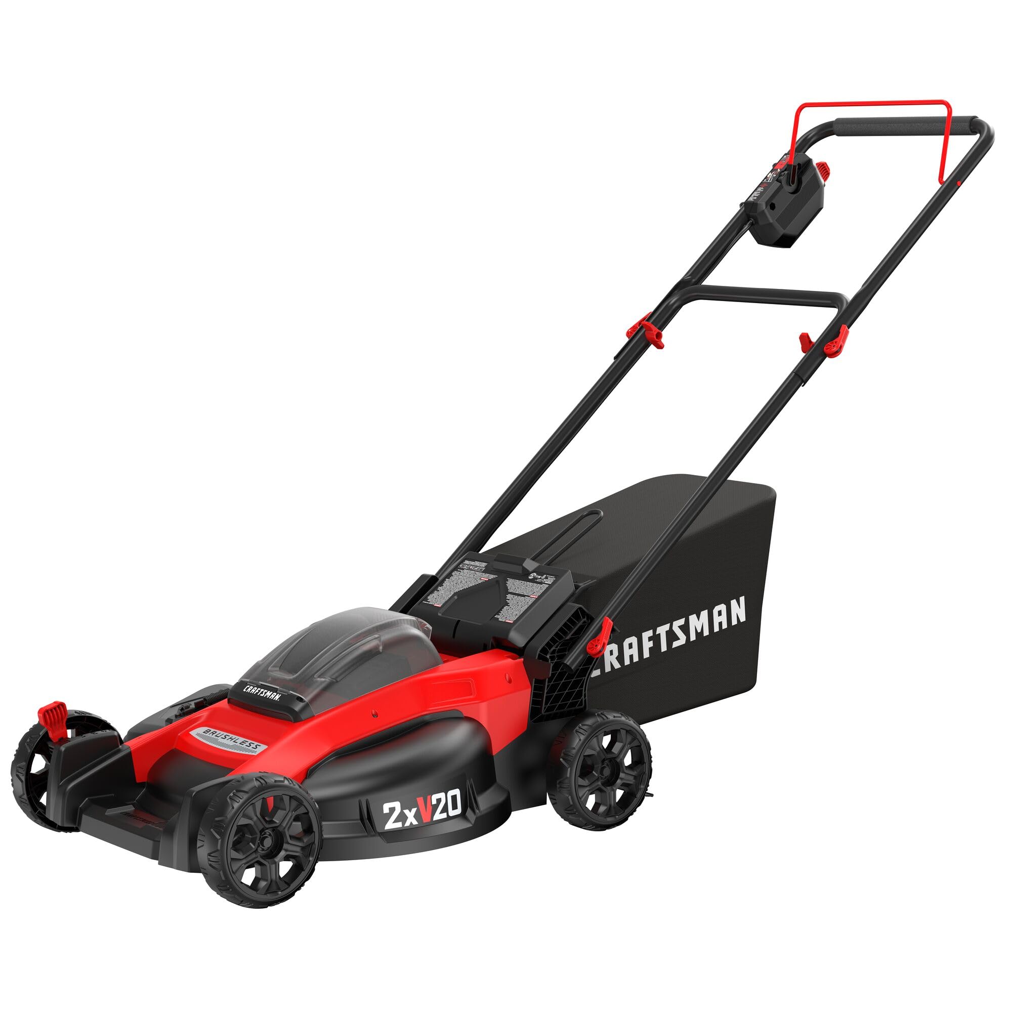 CRAFTSMAN V20 Lawn Mower, Push Mower, Lightweight and Portable, Grass Bag, Battery and Charger Included (CMCMW220P2)