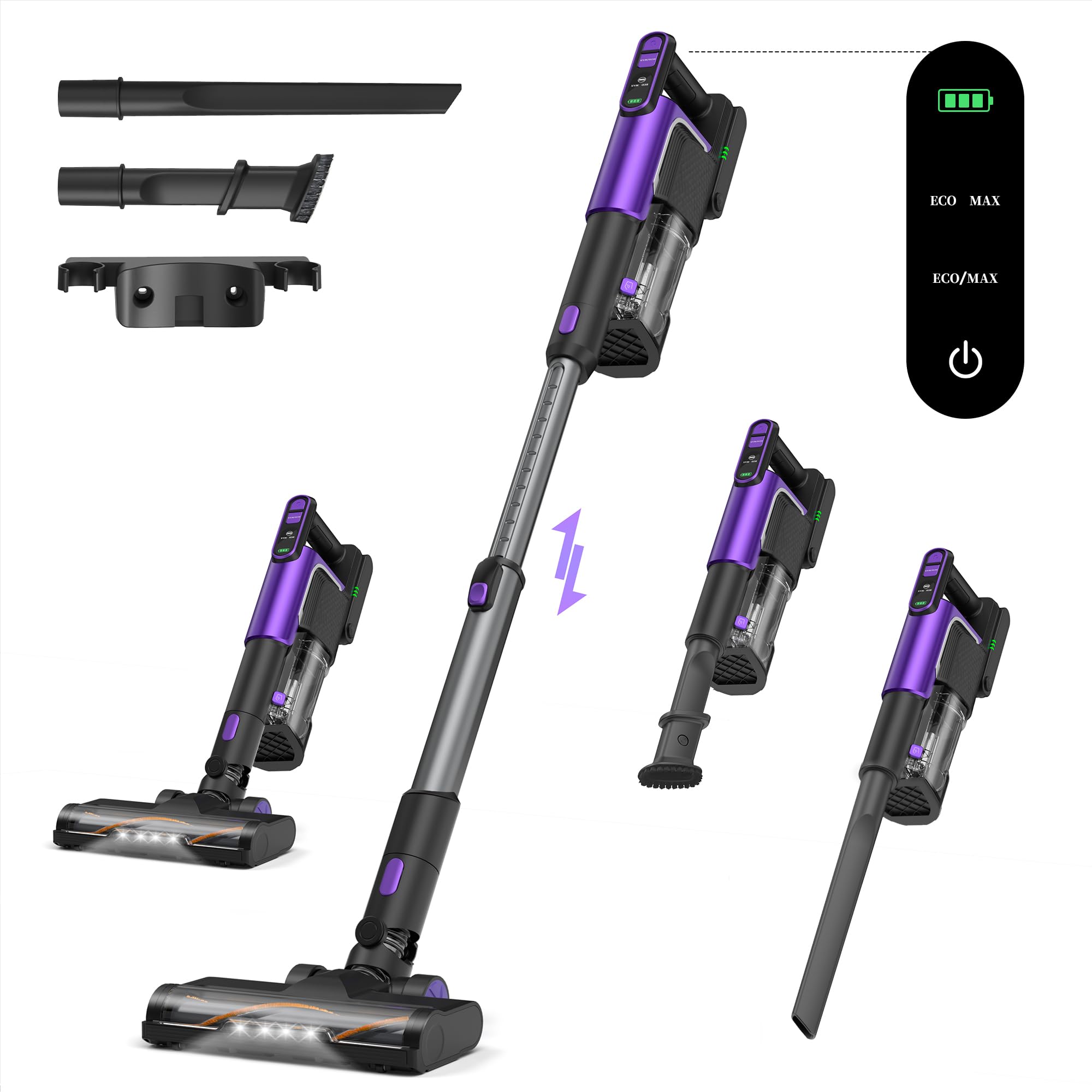 Cordless Vacuum Cleaner, 550w 45kpa Vacuum Cleaners for Home, Stick Vacuum with Led Screen Sustainable Charging，Max 60 Mins, Vacuum Cleaner with Charging Station, for Multiple Floor, Carpet, Pet Hair