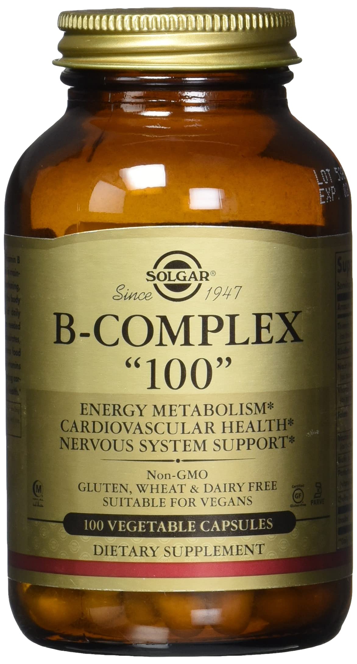 Solgar B-complex "100", 100 Vegetable Capsules - Heart Health, 100 Count (Pack of 12)