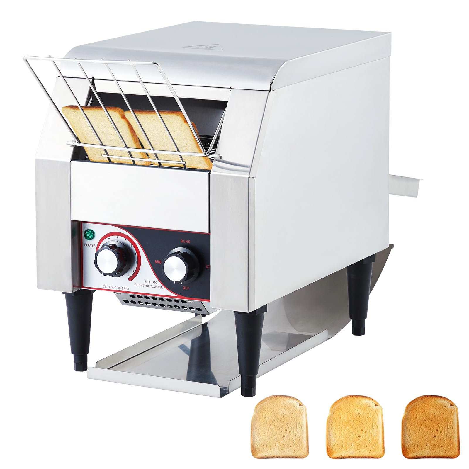 Garvee Commercial Toaster Conveyor 150 Slices/H Heavy Duty Industrial Conveyor Toaster Stainless Steel Electric Oven with Dual Heating Tube 7-speed Adjustments for Bagel Croissant Restaurant Bakery