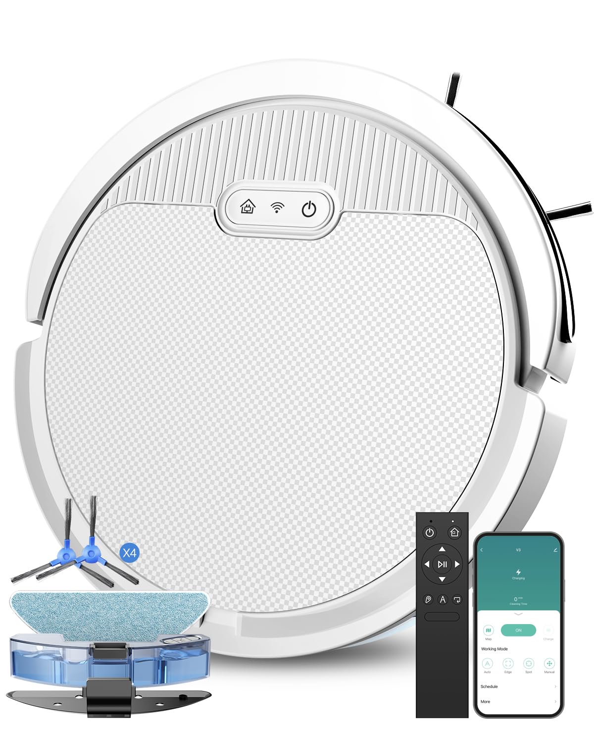 Pureatic Robot Vacuum, Mopping Robot, Powerful 5000Pa, WiFi/Alexa/App/Remote Control, Quiet, Robotic Vacuum Cleaner with Self-Charging, Anti-Collision and Fall, for Pet Hair, Hard Floor, Carpet