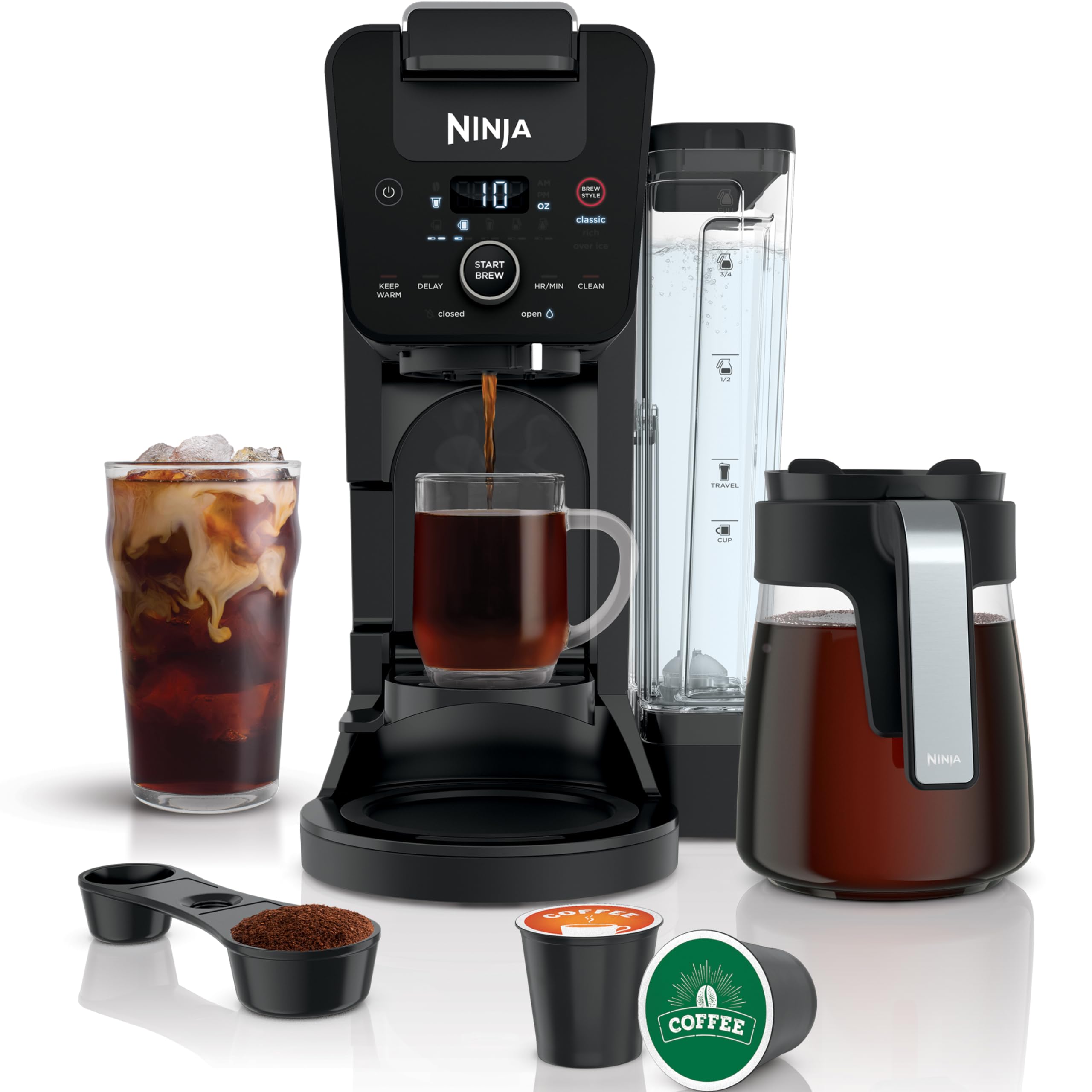 Ninja Drip Coffee Maker With K Cup Combo, DualBrew Pro Specialty Coffee Machine, Hot and Iced Coffee Maker Compatible with K-Cup Pods, 12 Cup Single Serve Coffee Maker with Paper Filter, CFP201