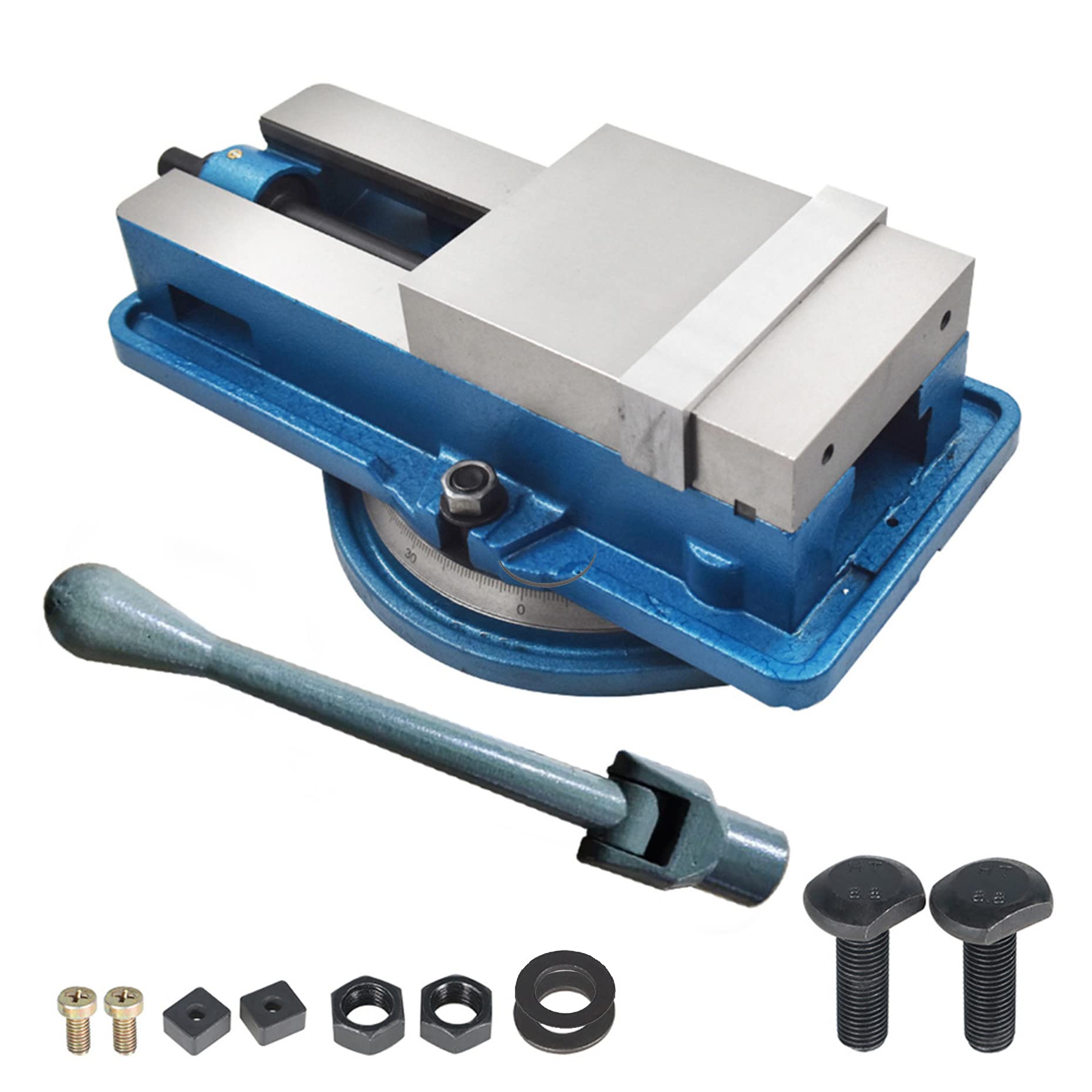 kimllier 6 Inch Heavy Duty Accuracy Milling Machine Lengthen Vise Ductile Iron Accuracy Lock Down Vise with 360 Degree Swiveling Base Fit for Finishing Milling Drilling Machines Accuracy Parts