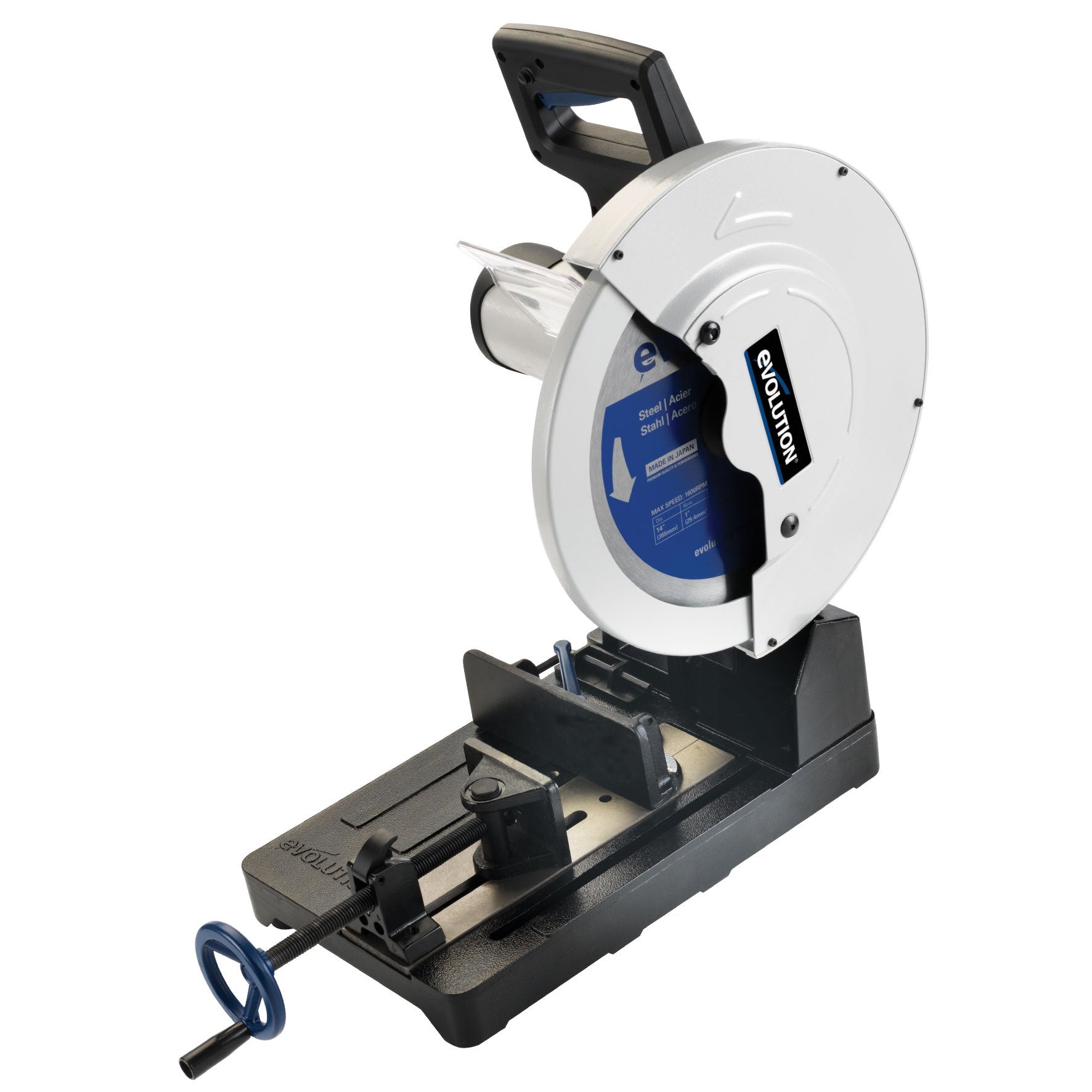 Evolution Power Tools | 14-Inch Chop Saw | 15-Amp Motor | 0-45˚ Miter Range | 66T Mild Steel TCT Blade | Metal Cutting EVOSAW380