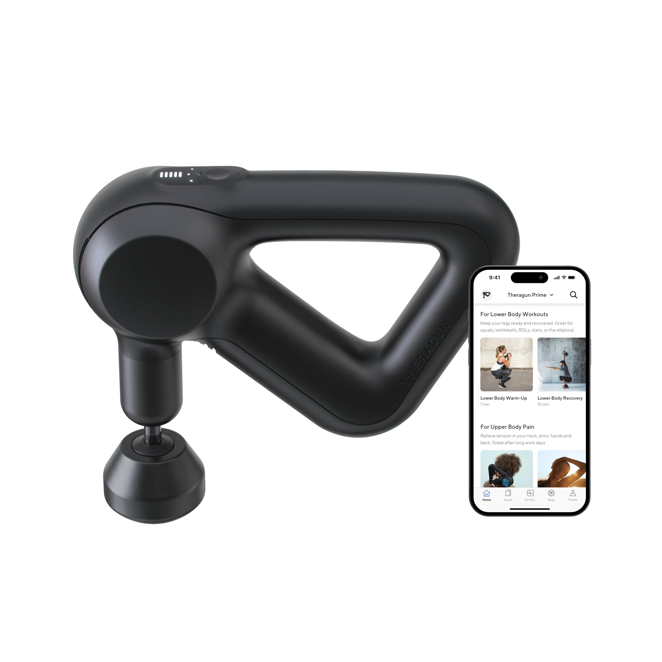 TheraGun Prime Quiet Deep Tissue Therapy Massage Gun - Bluetooth Enabled, Electric Percussion Massage Gun & Personal Massager for Pain Relief in Neck, Back, Leg, Shoulder and Body (Prime G4)