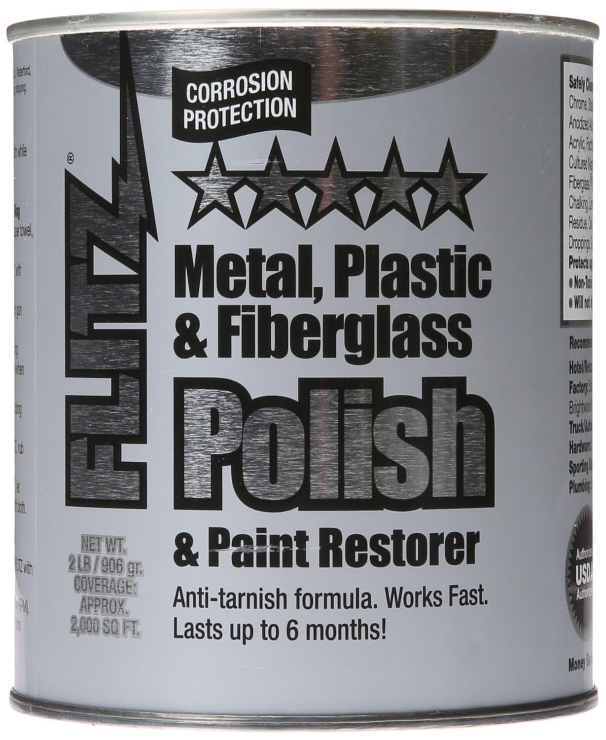Flitz Metal Polish and Cleaner Paste, Also Works on Plastic, Fiberglass, Aluminum, Jewelry, Sterling Silver - Headlight Restoration and Rust Remover - Made in the USA - 2 LB - 6 Pack