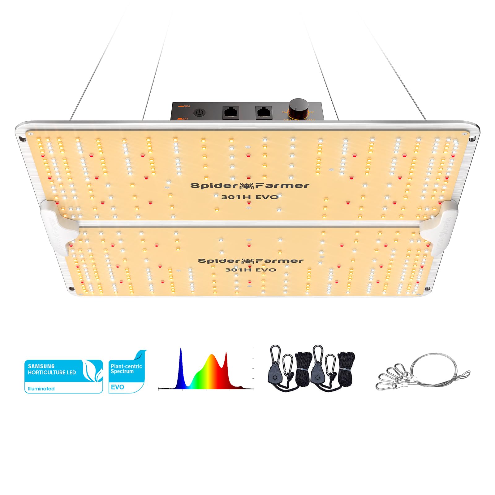 Spider Farmer SF2000Pro, Samsung LM301H EVO Led Grow Light, Full Spectrum Plant Grow Light, Dimmable & High Efficiency & Deeper Penetration Lamps for Seed Starting Vegetables Bloom in 3x3 Grow Tent