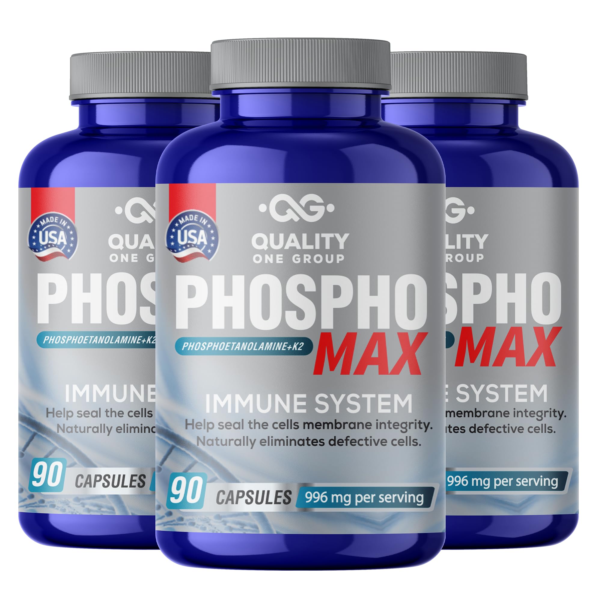 Phosphomax - Fosfoetanolamina - Unique Blend of Phosphoethanolamine to Boost Your Immune System- Natural Fosfoetalonamina, 26 Years of Researched Formulation - 270 Capsules
