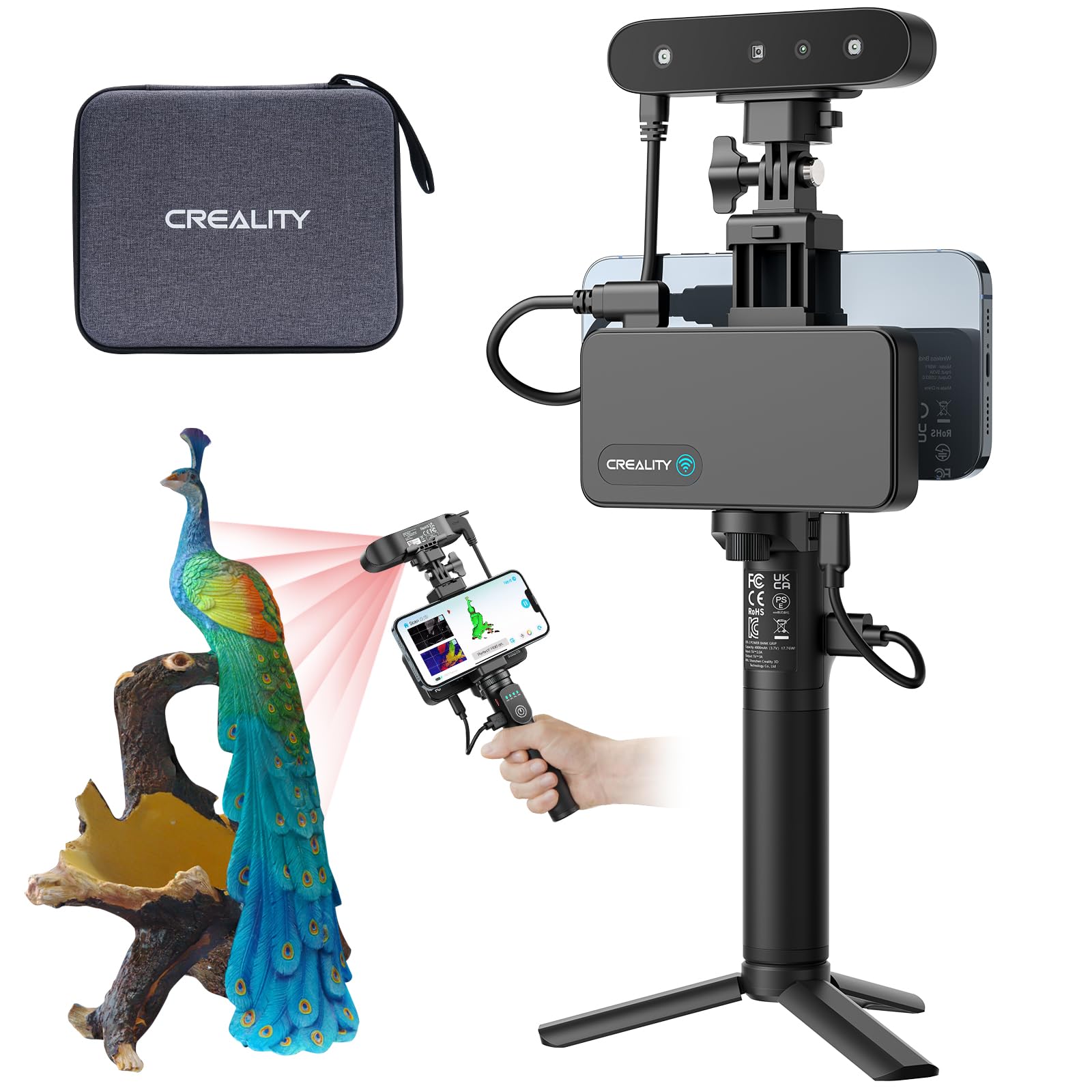 Creality 3D Scanner CR-Scan Ferret Pro for 3D Printing, Upgrade Handheld Scanner with Wireless Scanning Anti-Shake Tracking, Fast Full-Color Scan, 0.1mm Accuracy for iOS/Android Phone PC Win 10/11
