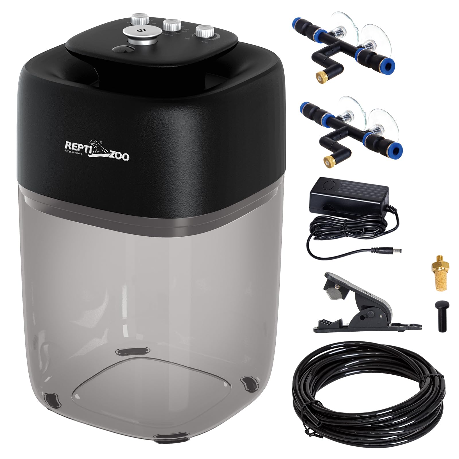 REPTI ZOO 10L Reptile Mister Fogger Mister for Reptile Tank Reptile Misting System Extremely High-Pressure Silent Pump Reptile Humidifier Terrarium Mister with 2PCS Nozzles for Reptiles/Amphibians