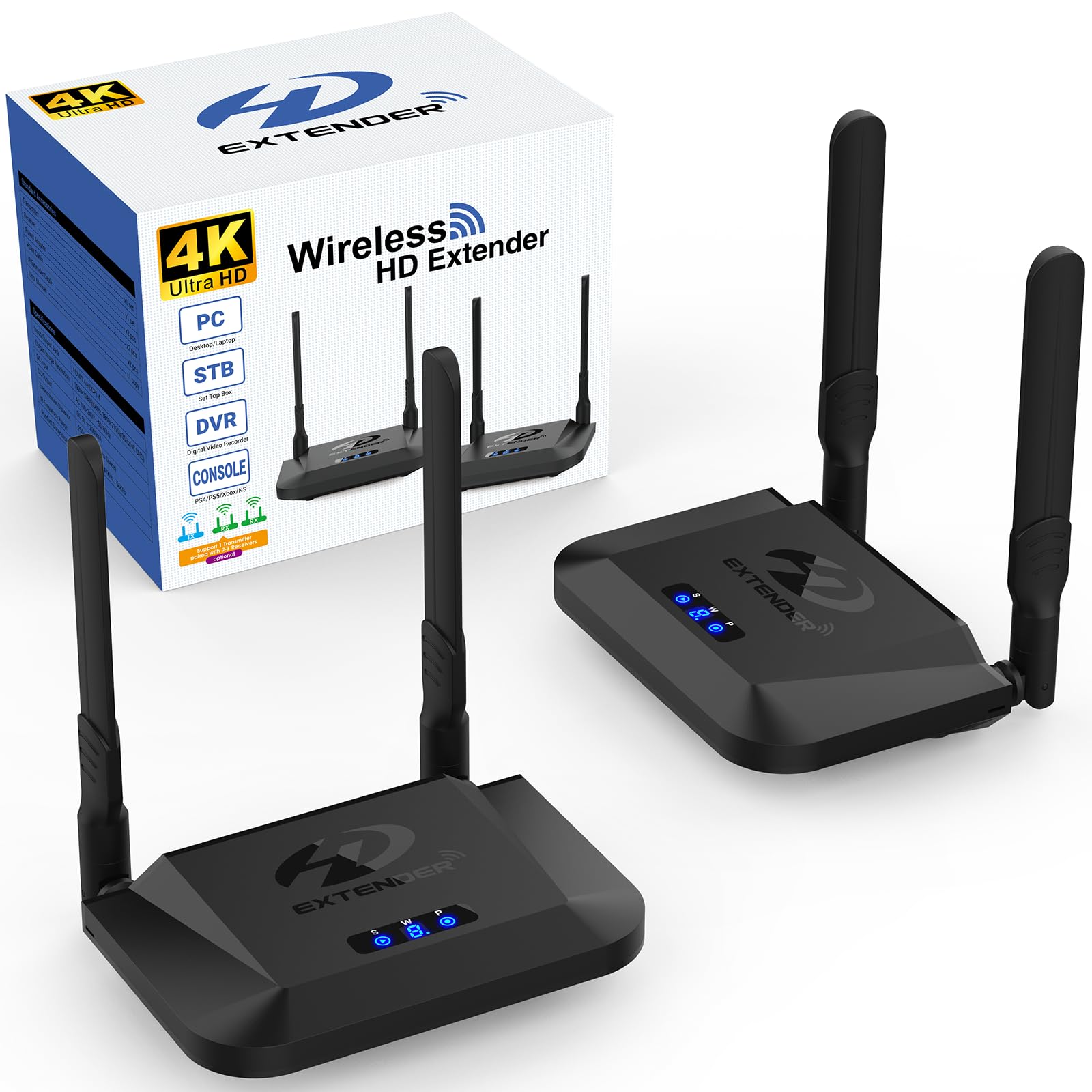 Graige Wireless HDMI Transmitter and Receiver 4K 30HZ, 820 FT, HDMI Loop-Out, IR Extend, Dual Cooling Systems, 9 Channels, 1 TX to 3 RXS, Streaming from STB, PC, DVD, CCTV to TV, Projector, Monitor