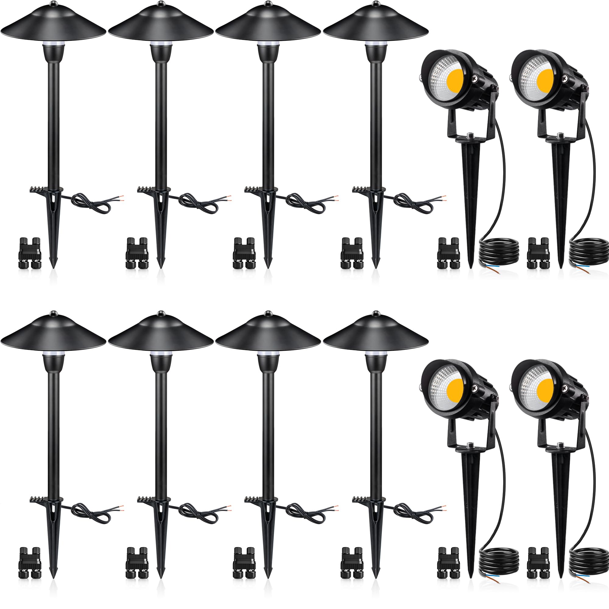 SUNVIE LED Landscape Lights Low Voltage Pathway Lights 12V Landscape Lighting Kit Aluminum Low Voltage Landscape Pathway Lights with Stake Waterproof for Walkway Yard Garden, 12 Pack with Connectors