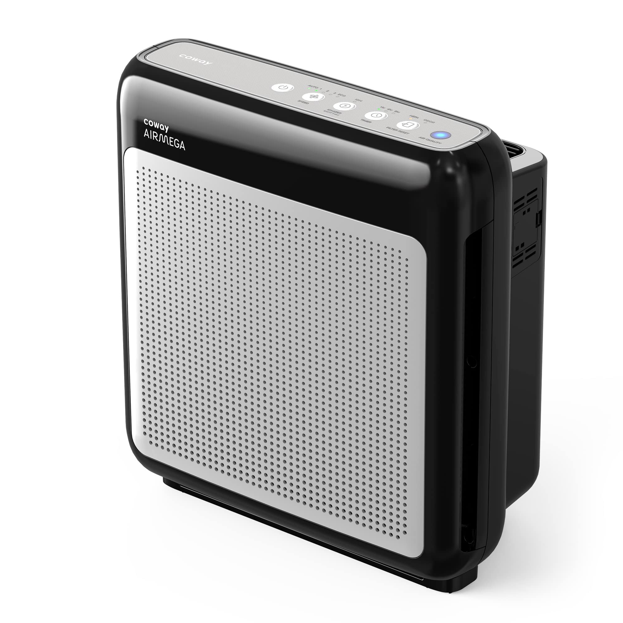 COWAY Air Purifiers for Home Up to 1,748ft², True HEPA Filter for Smoke, Allergies, Pet Dander, Odor, Air Quality Monitor, Auto&Eco Mode, Timer, Filter Indicator, 3yr Warranty, 200M, Black