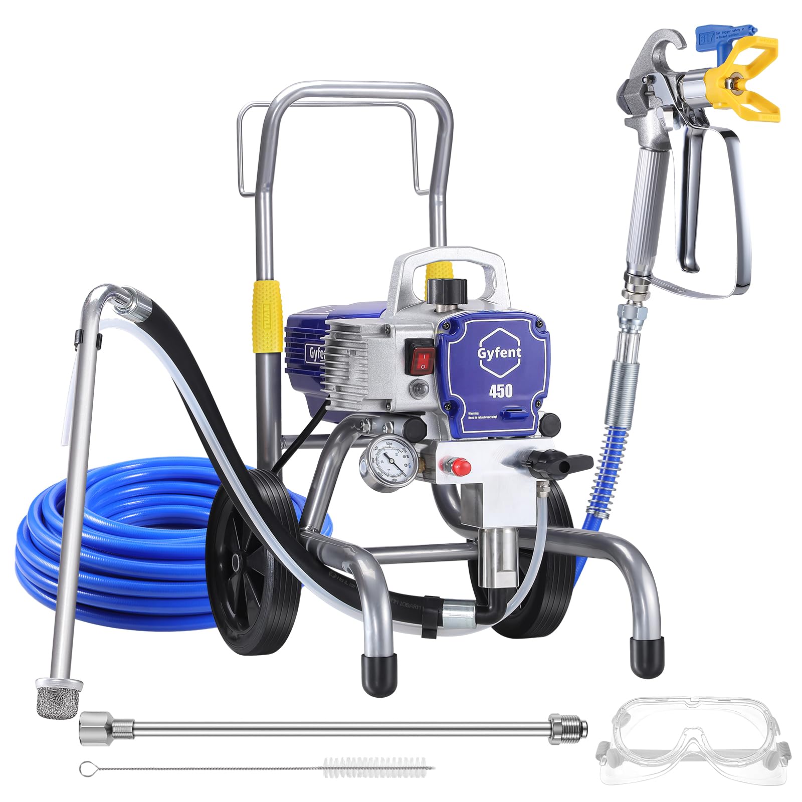 Gyfent 450 Airless Paint Sprayer, 0.47GPM Paint Sprayer for Home Interior 3300psi 900W High Efficiency Airless Sprayer with Low Overspray for House Painting Townhouse