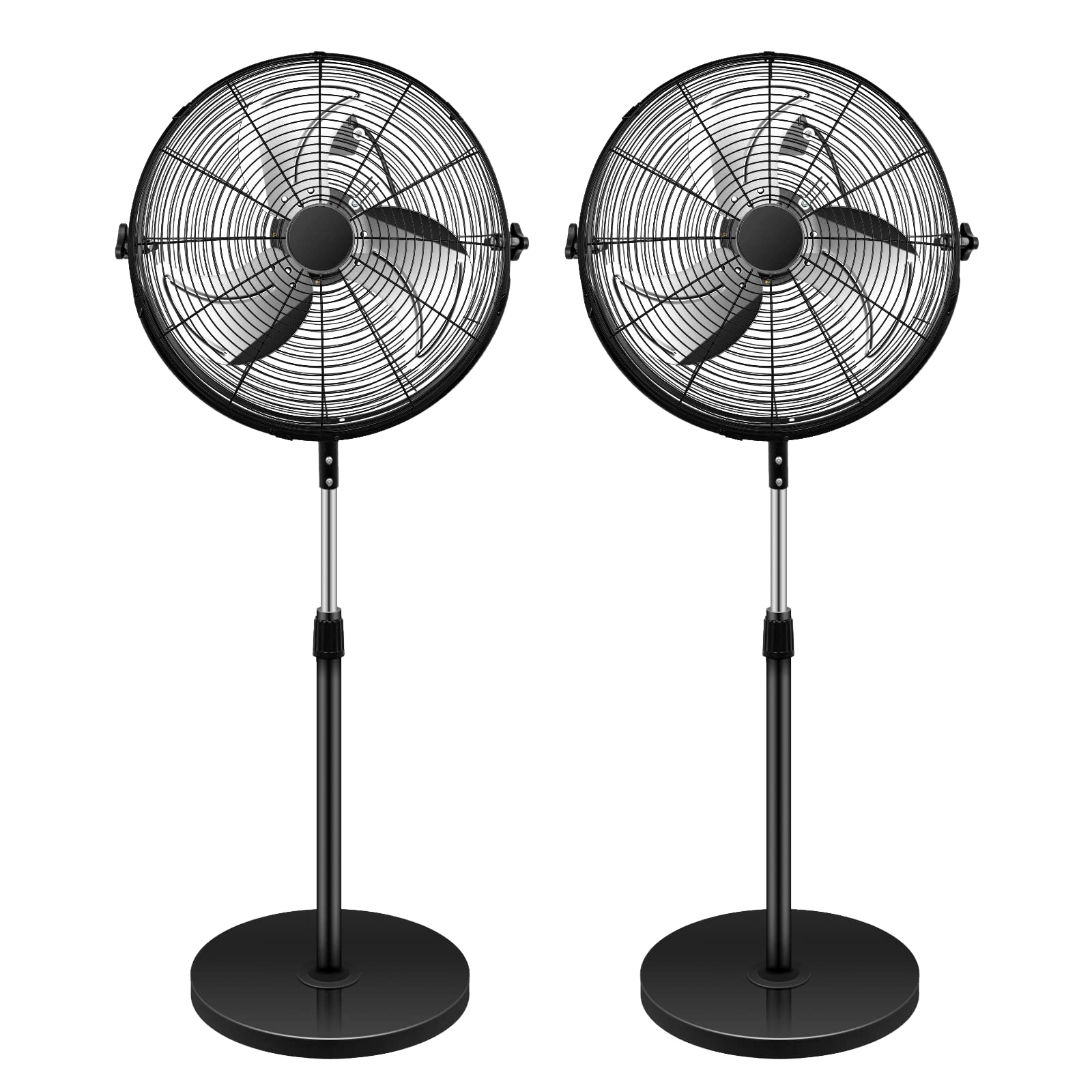Simple Deluxe 20 Inch Pedestal Standing Fan, High Velocity, Heavy Duty Metal For Industrial, Commercial, Residential, Greenhouse Use, Black, 2Pack