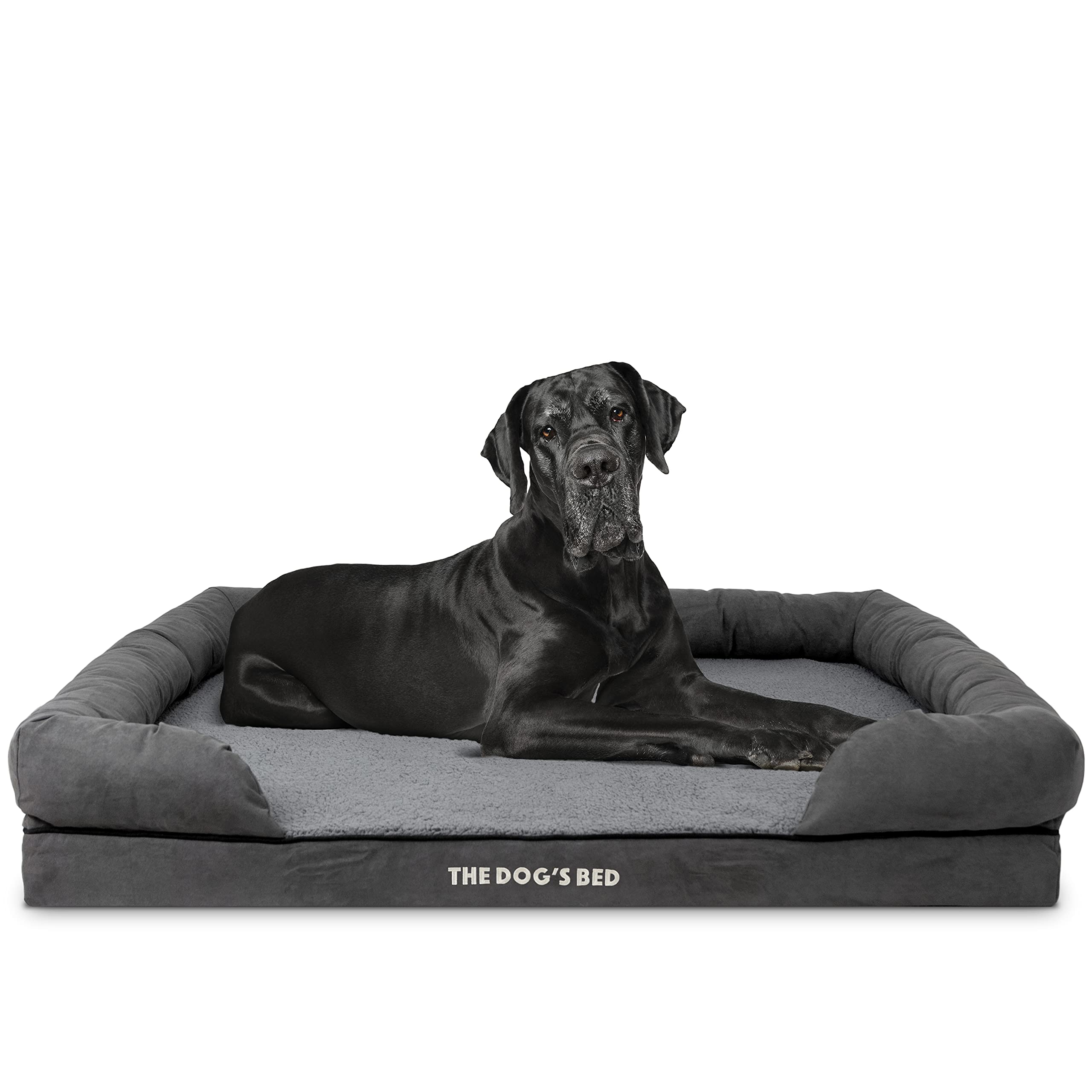 The Dog’s Bed Medium Support Memory Foam Dog Bed XXL Plush Grey 51.5x39, Pain Relief: Arthritis, Hip & Elbow Dysplasia, Post Surgery, Lameness, Supportive, Calming, Waterproof Washable Cover