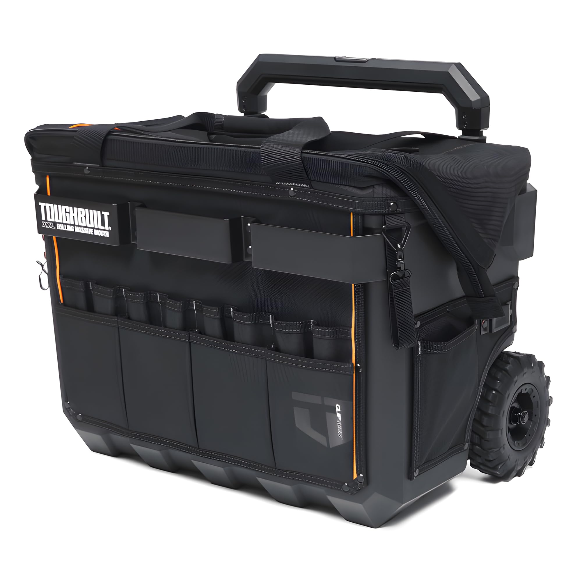 ToughBuilt Rolling Storage Tool Bag, Heavy Duty Pouch Organizer, XXL Massive Mouth, Black