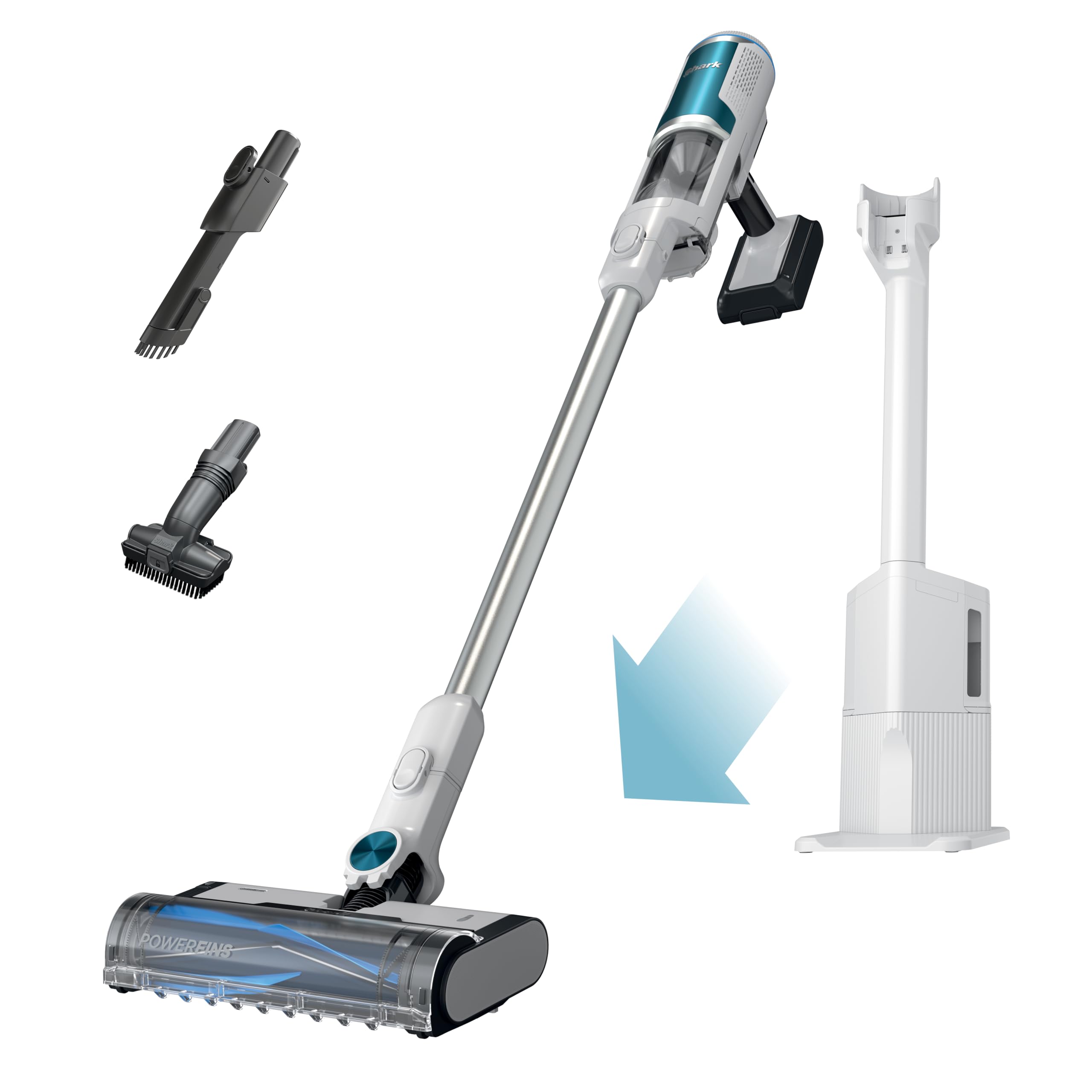 Shark Clean & Empty Cordless Stick Vacuum – Lightweight Cordless Vacuum with HEPA Filter, Portable, Rechargeable, Auto-Empty System, Stick Vacuum for Pet Hair, Carpets & Hardfloor, White, BU3521