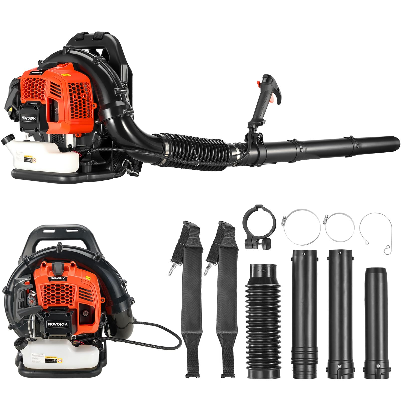 52cc Gas Backpack Leaf Blower, 2.1 HP Engine, High-Velocity 570 CFM, 250 MPH, Ergonomic Design, Low Vibration, and Cruise Control for Yard Work All Year Round