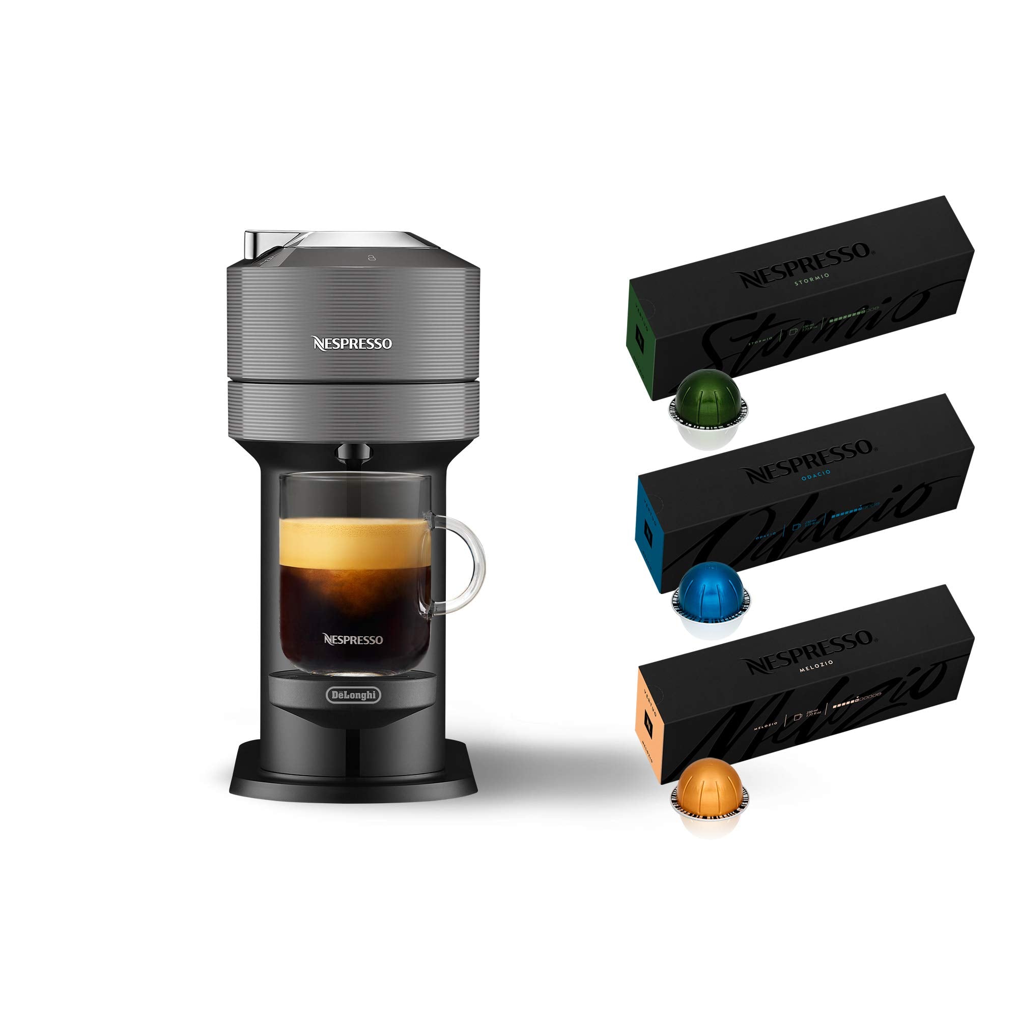 Nespresso Vertuo Next Coffee and Espresso Machine by De'Longhi, Dark Grey, Compact, One Touch to Brew, Single-Serve Coffee Maker and Espresso Machine