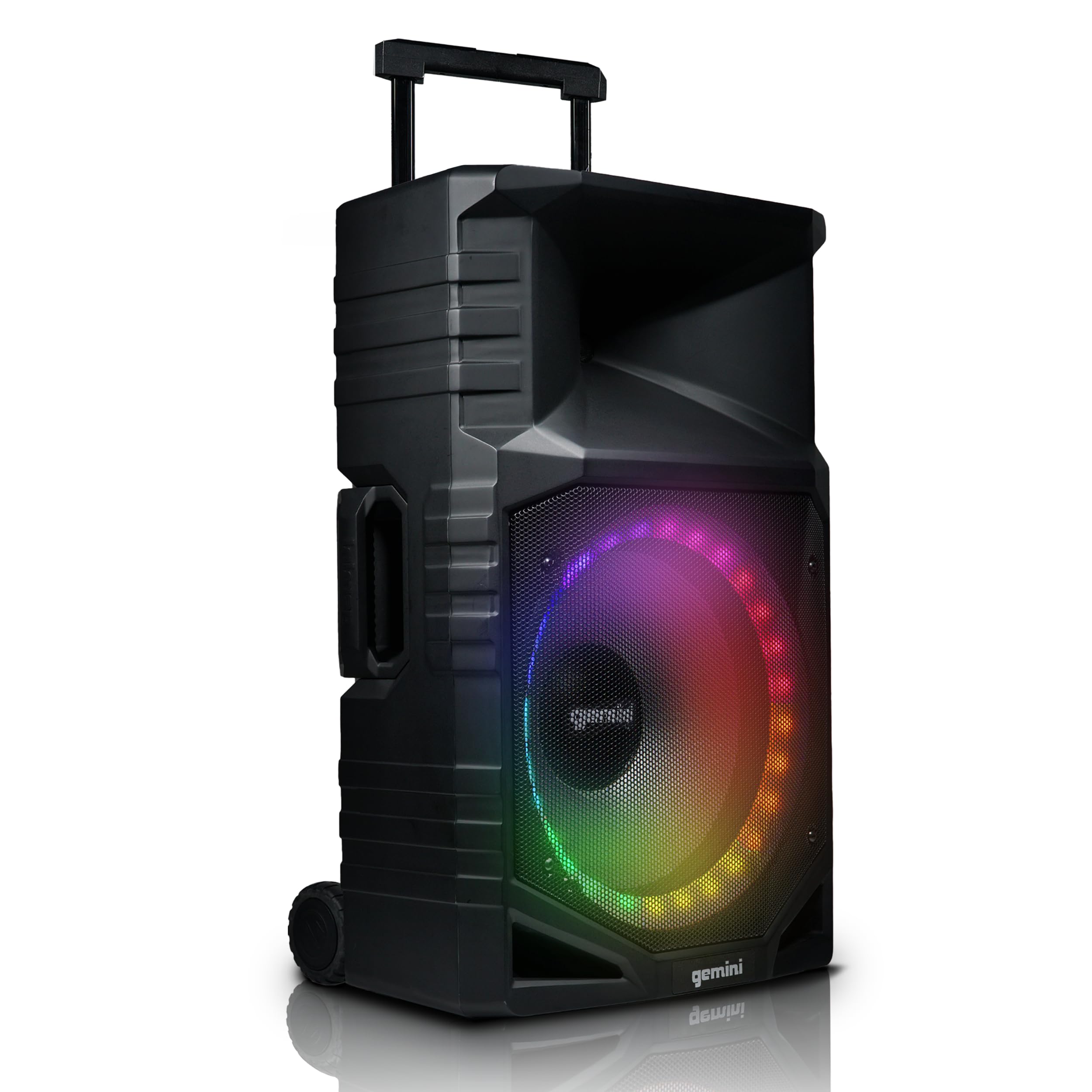 Gemini Sound GXP-T1500 All-Weather Portable Bluetooth PA Speaker System with RGB LED Party Lighting, 15" Woofer, Mic/Guitar Inputs, USB/FM Radio, Wireless Stereo Link, IPX4 Rating